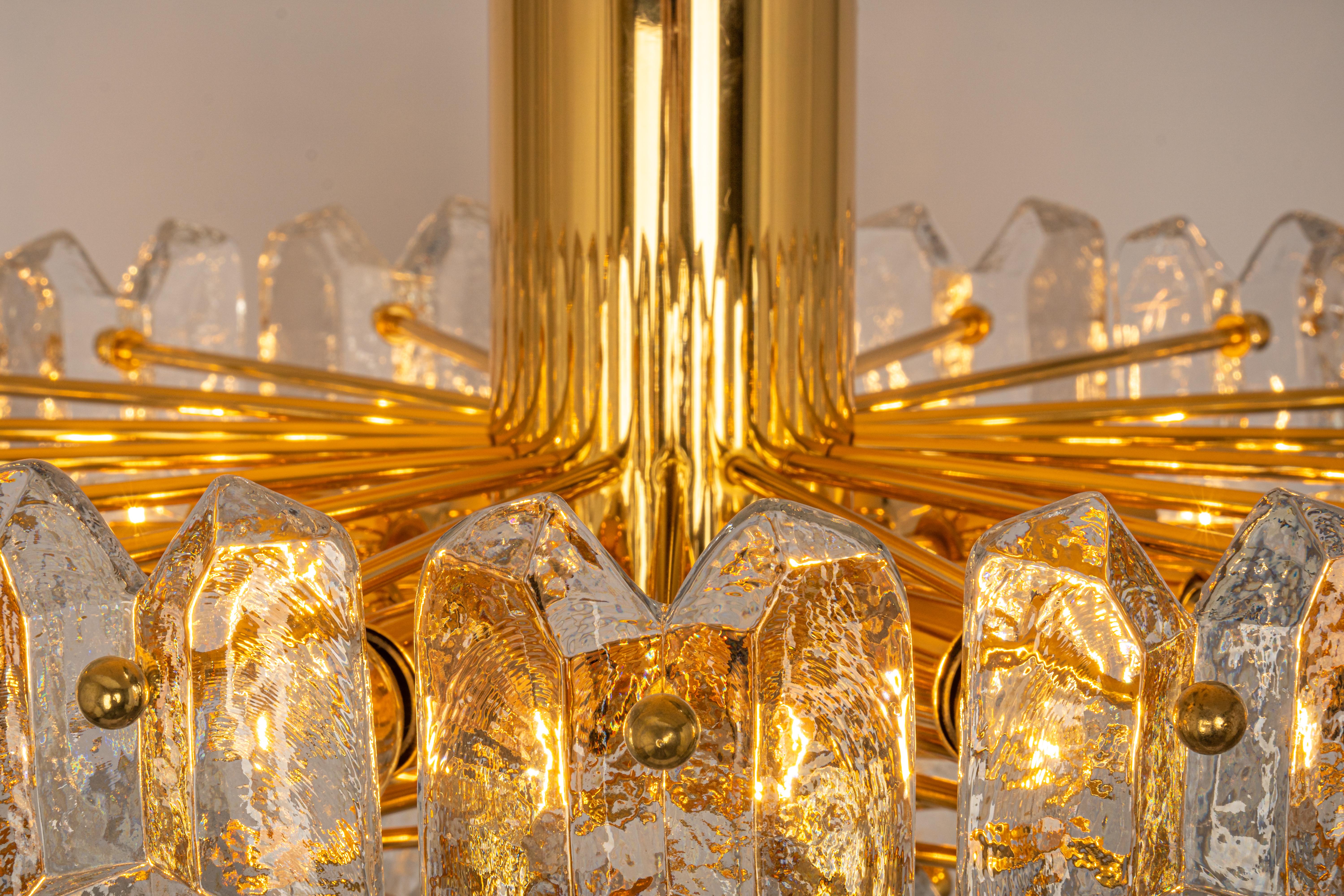1 of 2 Stunning Brass Murano Glass Light Fixture Palazzo, Kalmar, Austria, 1970s For Sale 3