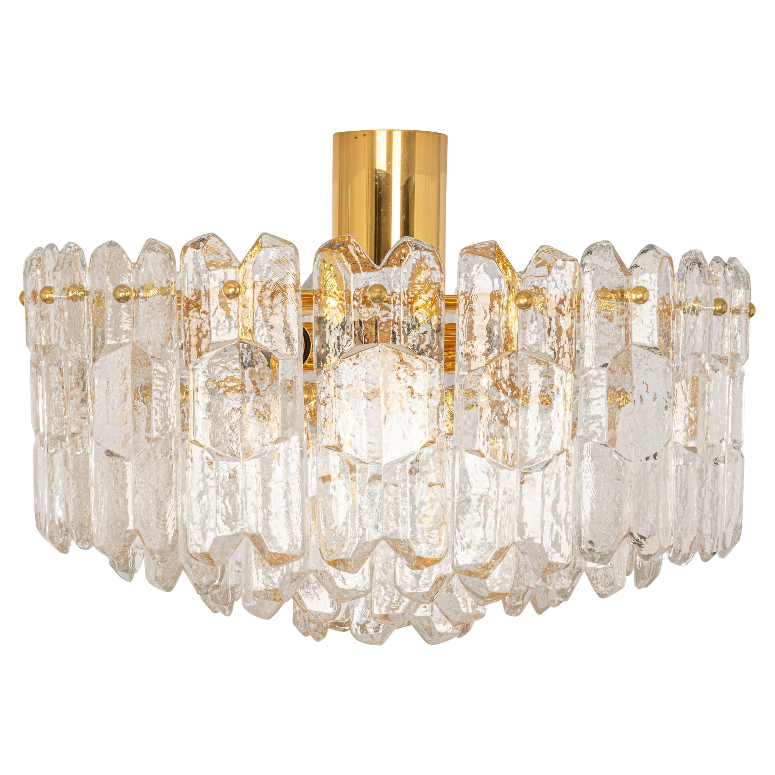 1 of 2 Stunning Brass Murano Glass Light Fixture Palazzo, Kalmar, Austria, 1970s