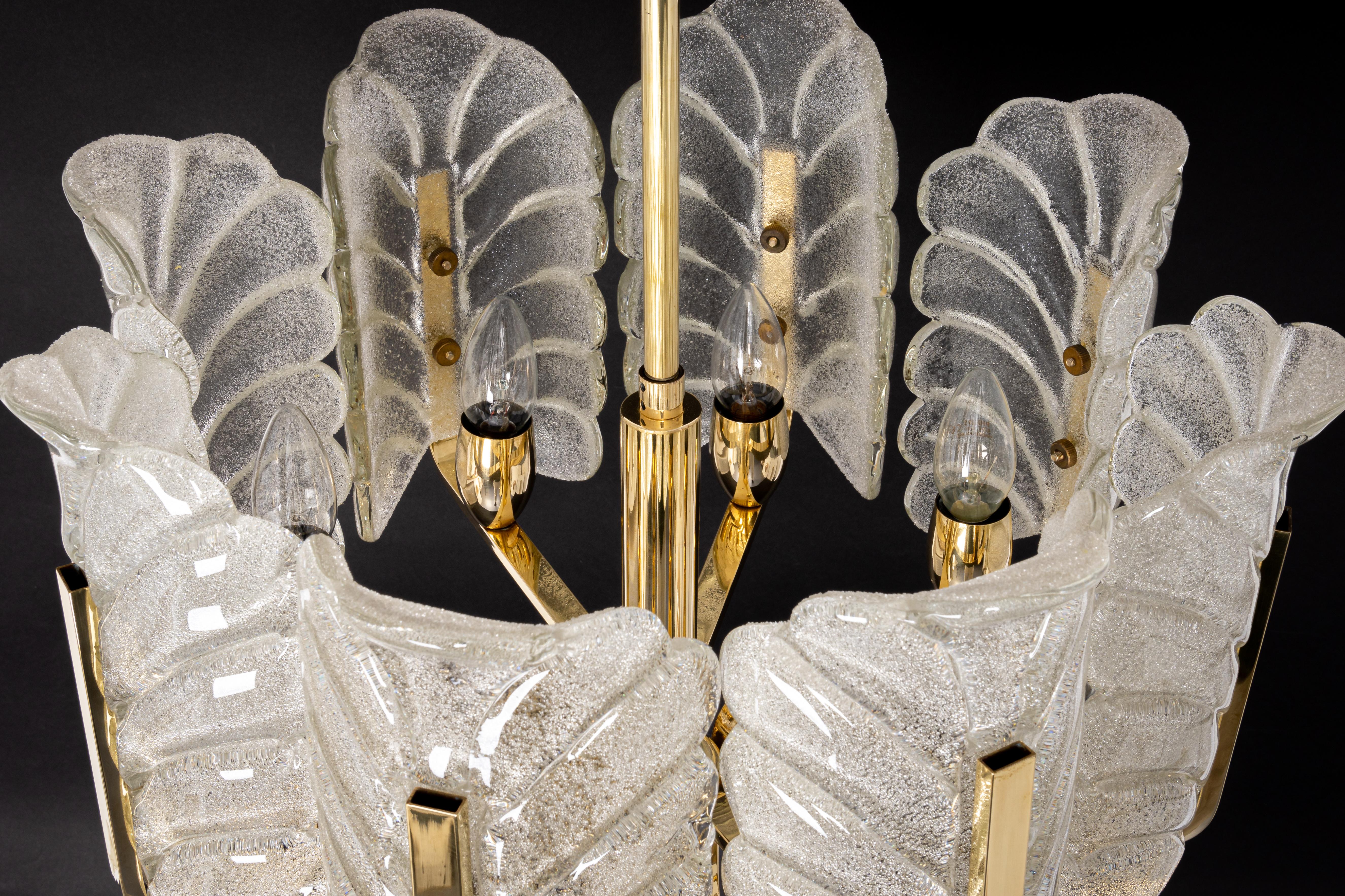 1 of 2 Stunning Carl Fagerlund Chandelier Murano Glass Leaves, 1960s For Sale 5