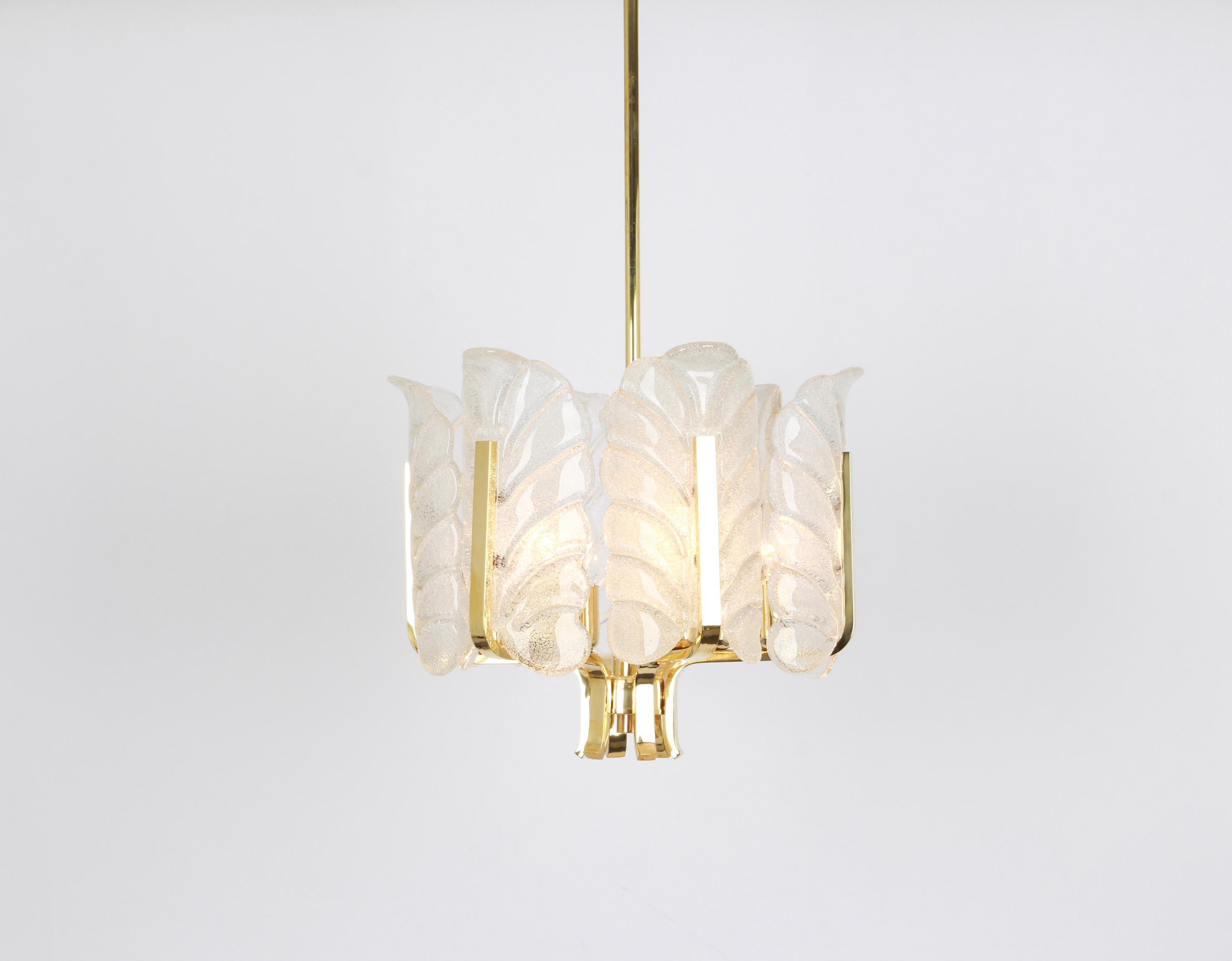 Mid-Century Modern 1 of 2 Stunning Carl Fagerlund Chandelier Murano Glass Leaves, 1960s For Sale