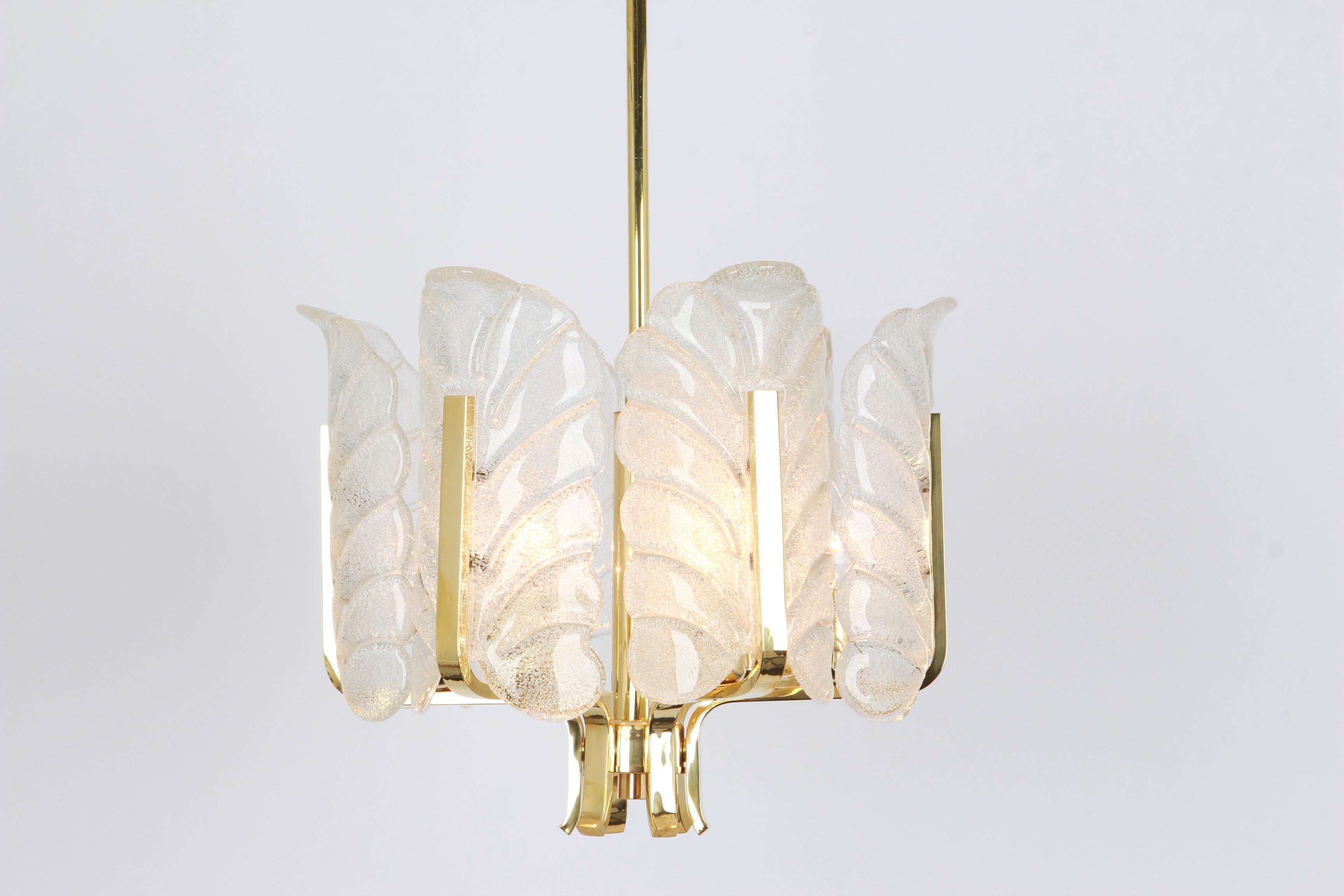 Swedish 1 of 2 Stunning Carl Fagerlund Chandelier Murano Glass Leaves, 1960s For Sale