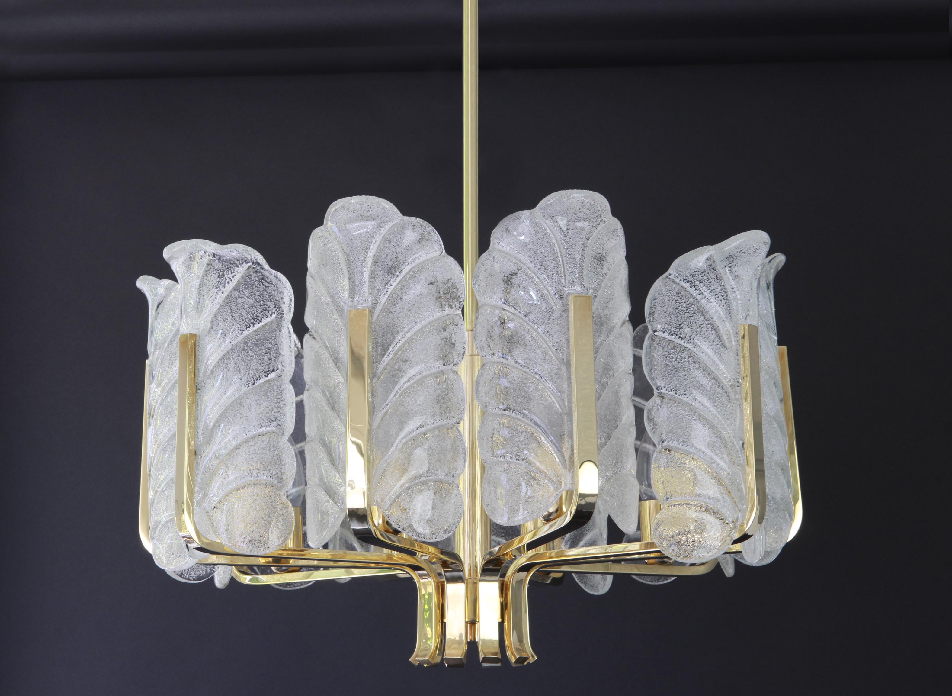 Swedish 1 of 2 Stunning Carl Fagerlund Chandelier Murano Glass Leaves, 1960s For Sale