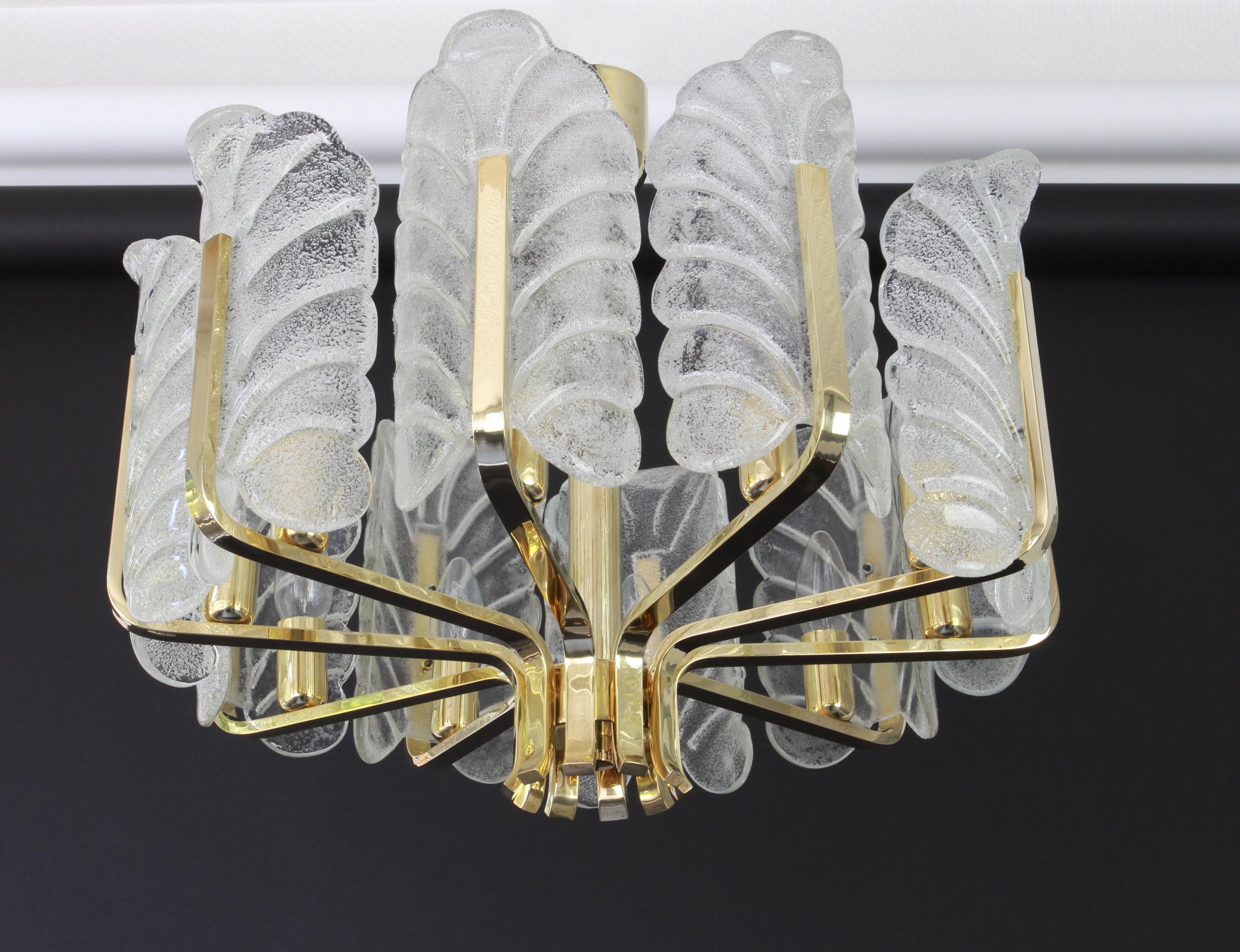 1 of 2 Stunning Carl Fagerlund Chandelier Murano Glass Leaves, 1960s In Good Condition For Sale In Aachen, NRW