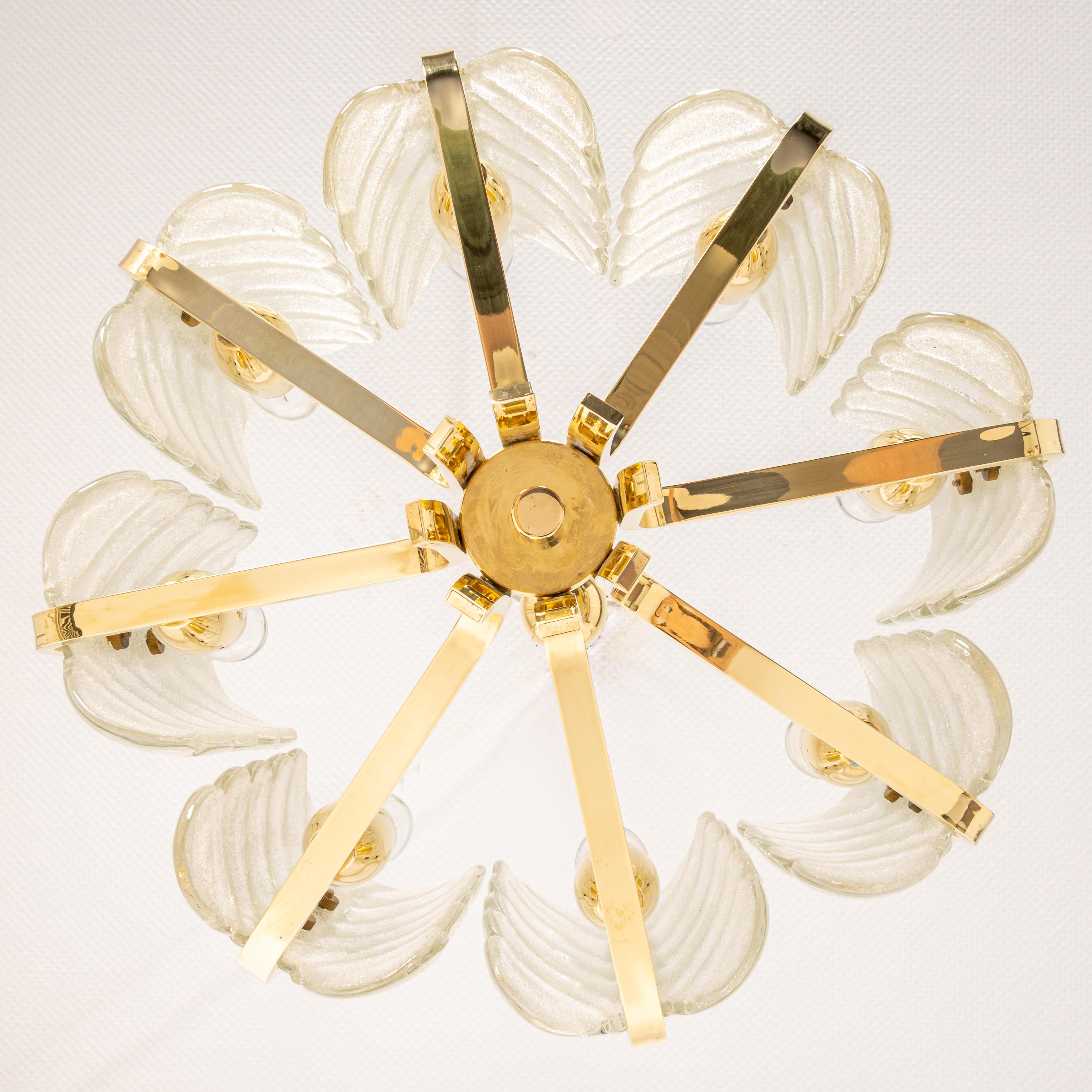 1 of 2 Stunning Carl Fagerlund Chandelier Murano Glass Leaves, 1960s In Good Condition For Sale In Aachen, NRW