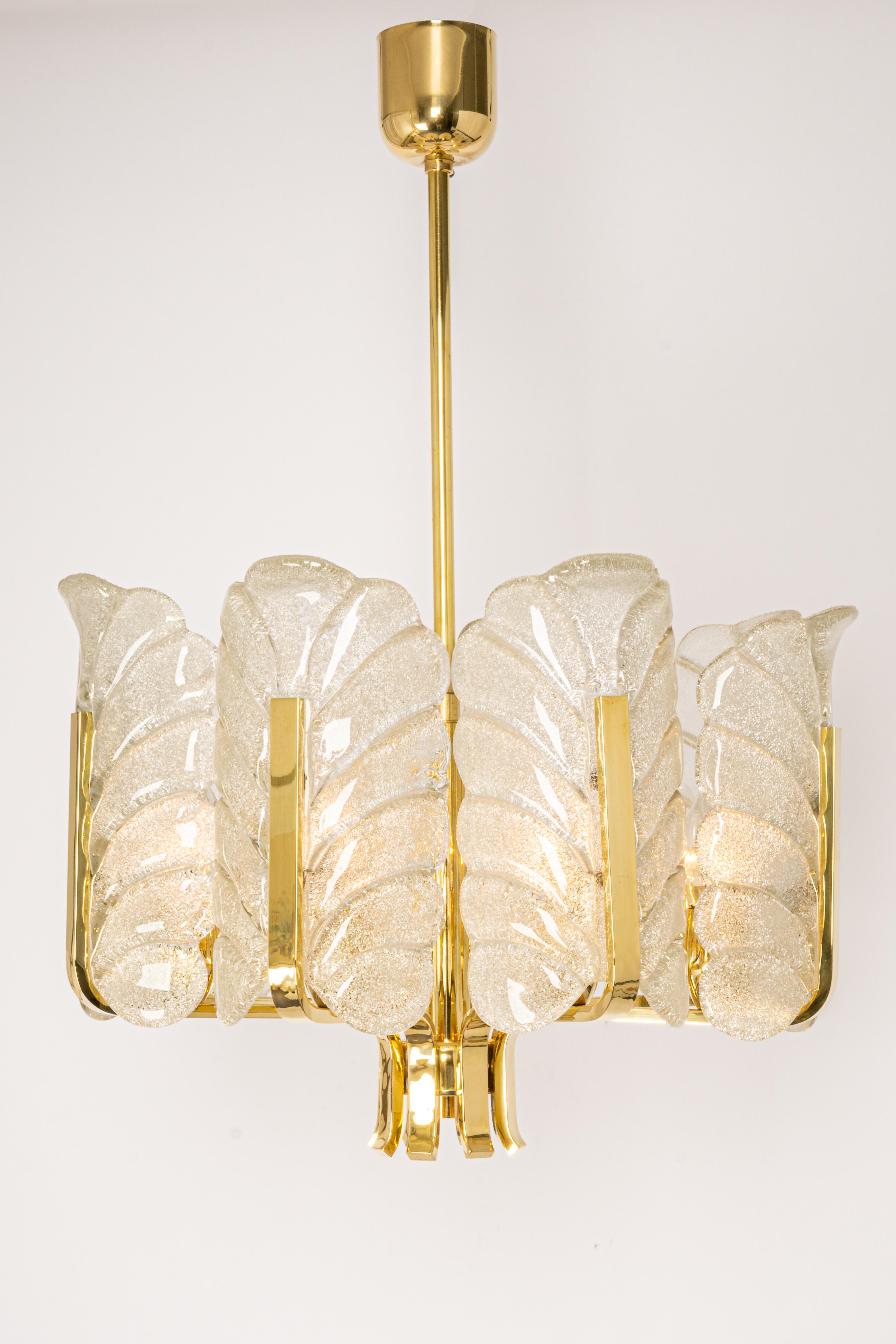 1 of 2 Stunning Carl Fagerlund Chandelier Murano Glass Leaves, 1960s For Sale 1
