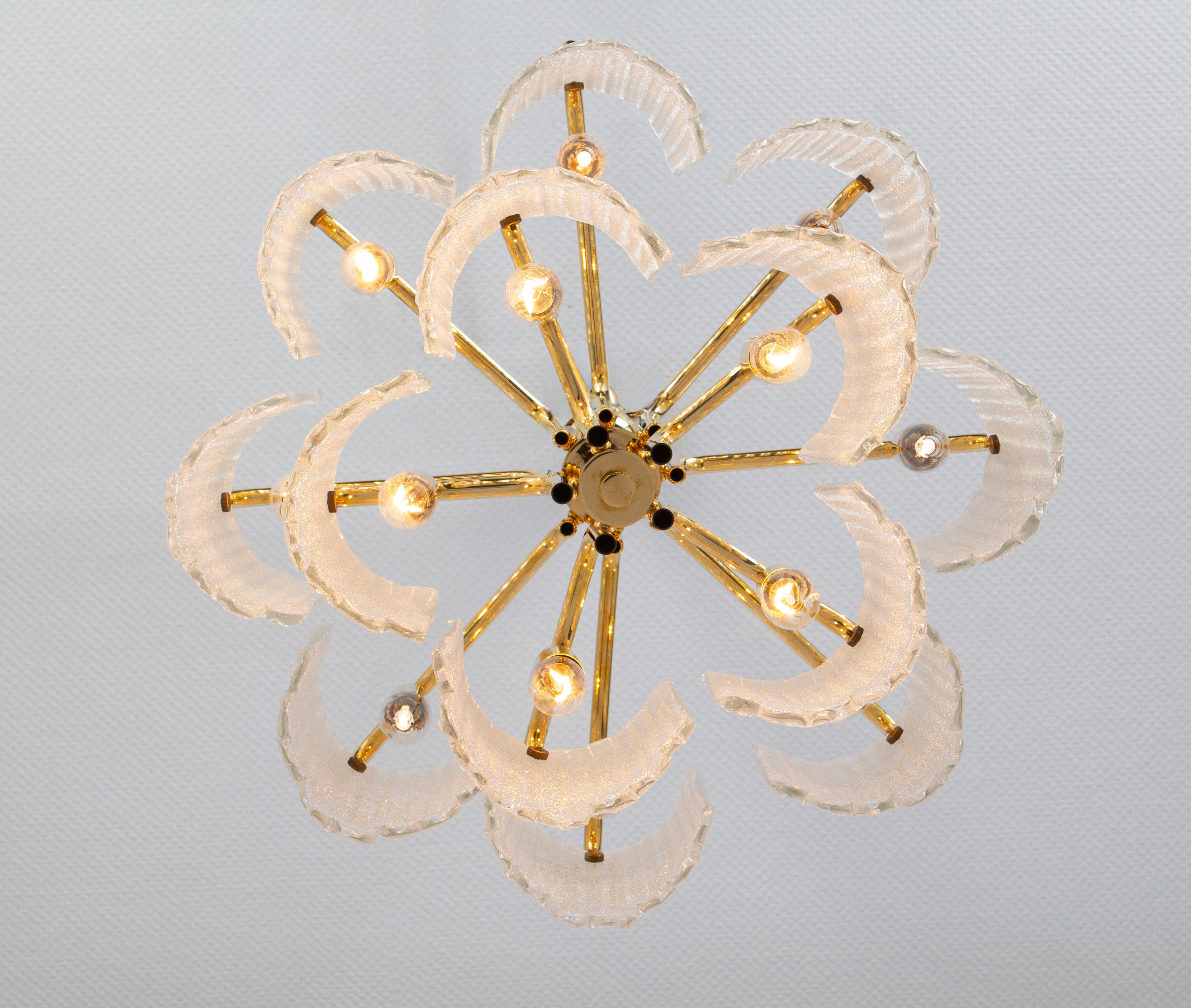 1 of 2 Stunning Carl Fagerlund Chandelier Murano Glass Leaves, 1960s For Sale 2