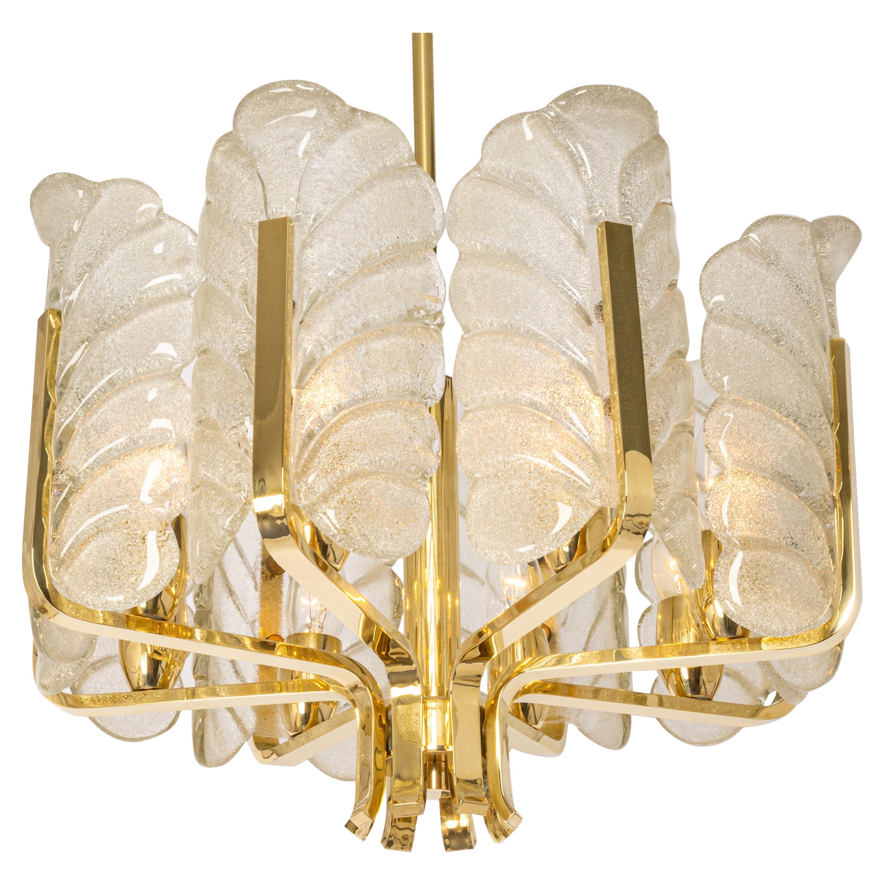 1 of 2 Stunning Carl Fagerlund Chandelier Murano Glass Leaves, 1960s For Sale