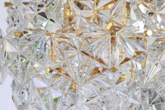 1 of 2 Stunning Chandelier, Brass and Crystal Glass by Kinkeldey, Germany, 1970
