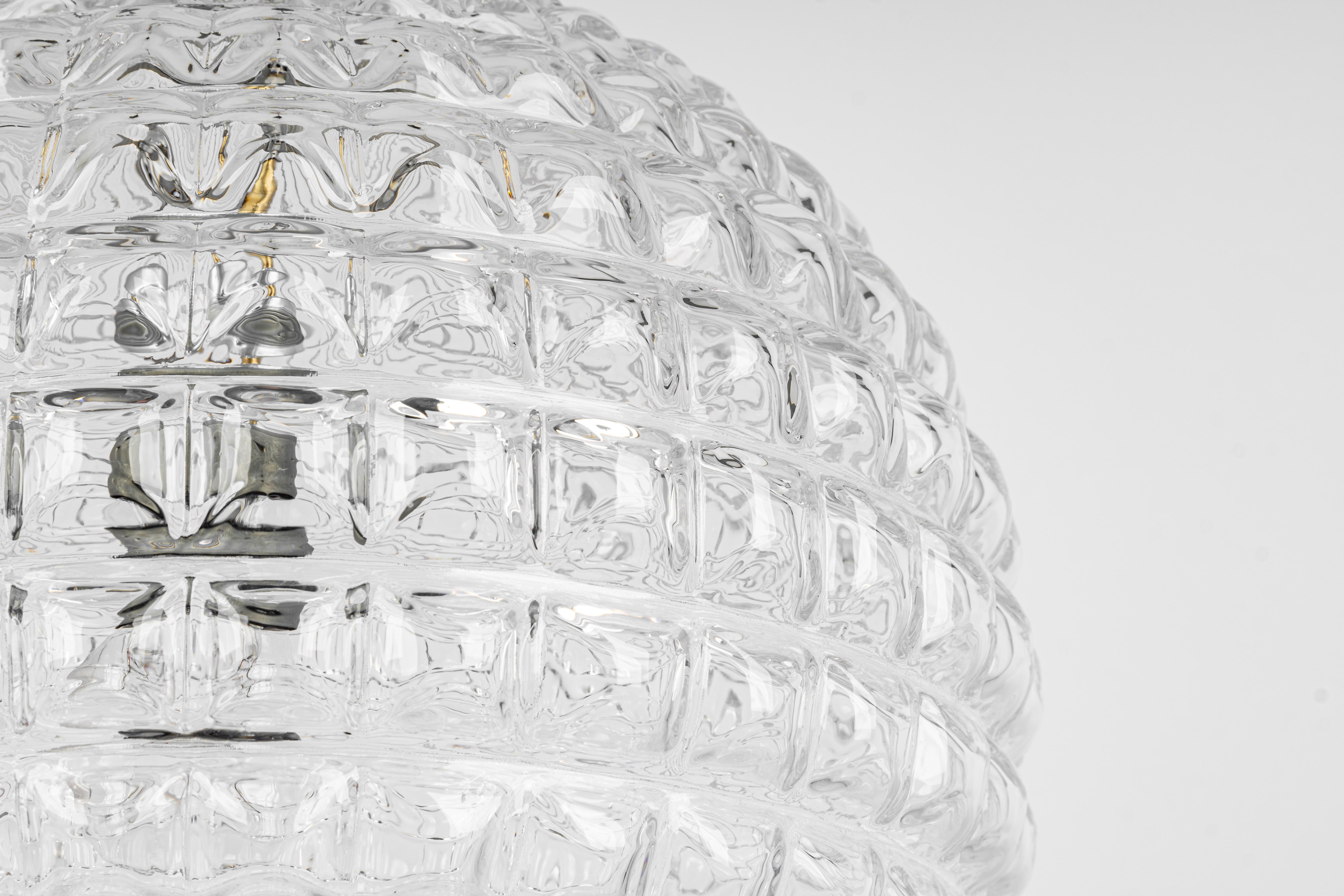 1 of 2 Stunning Crystal Glass Pendant Light, Peill & Putzler, Germany, 1970s For Sale 5