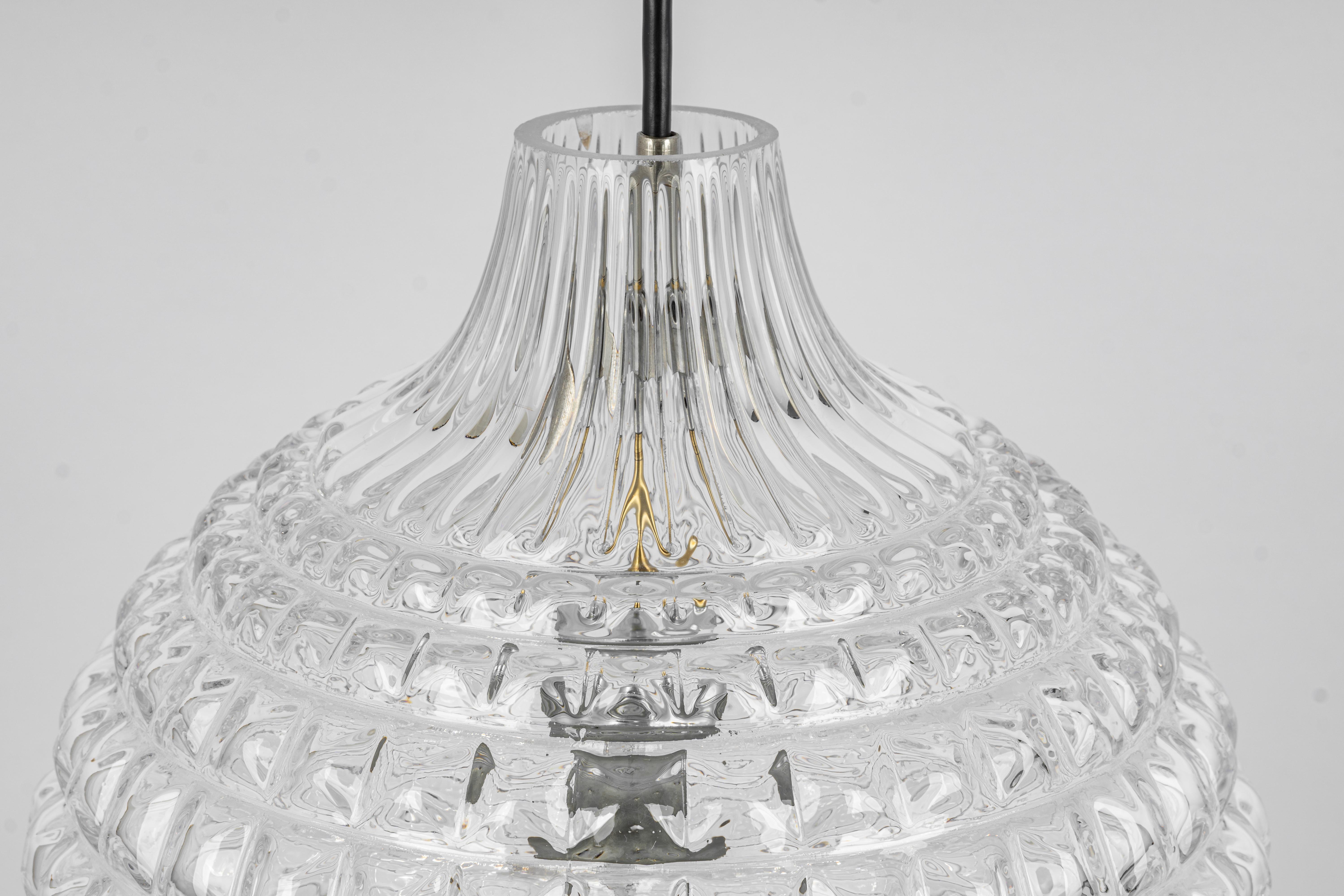 1 of 2 Stunning Crystal Glass Pendant Light, Peill & Putzler, Germany, 1970s For Sale 6
