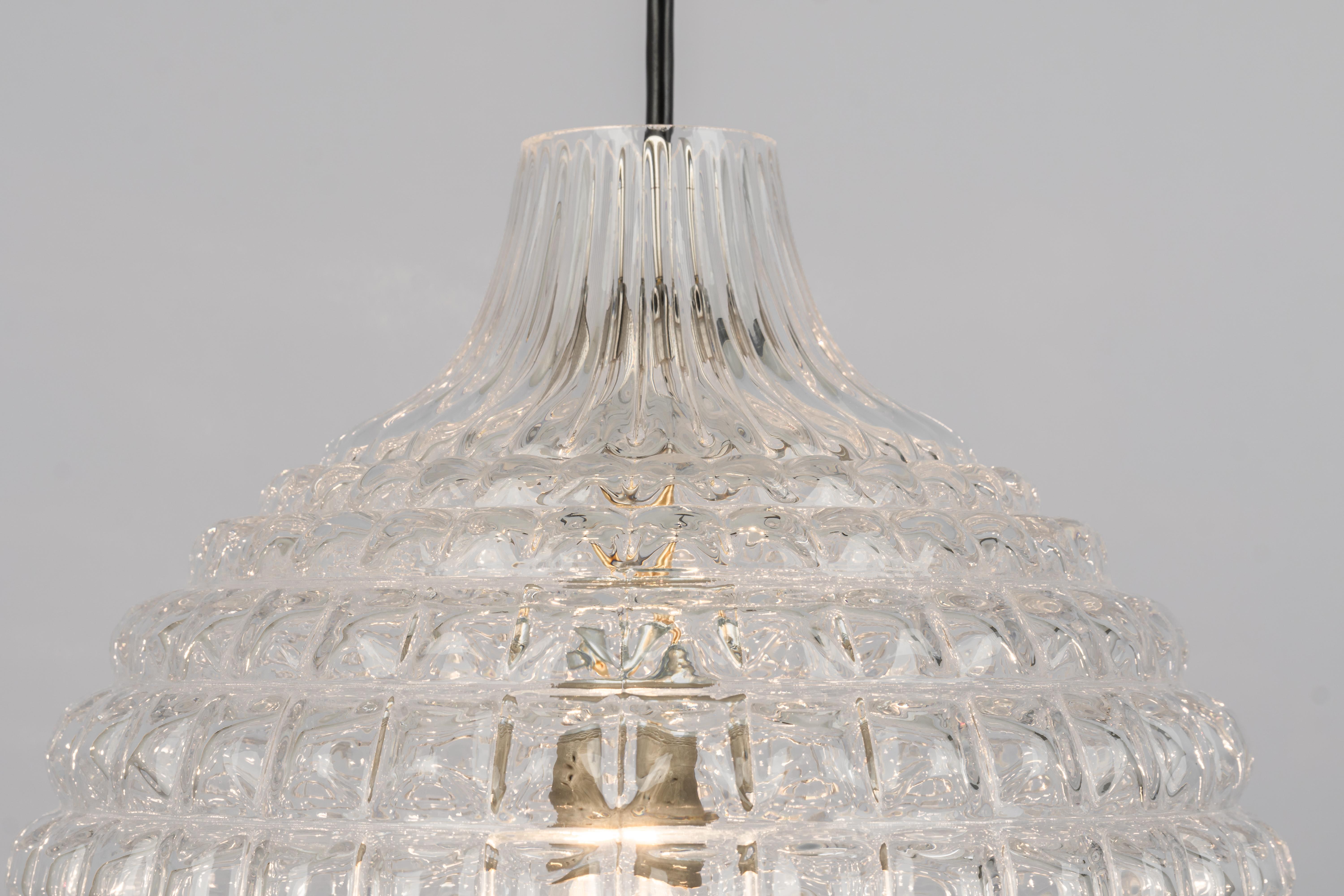 1 of 2 Stunning Crystal Glass Pendant Light, Peill & Putzler, Germany, 1970s For Sale 9