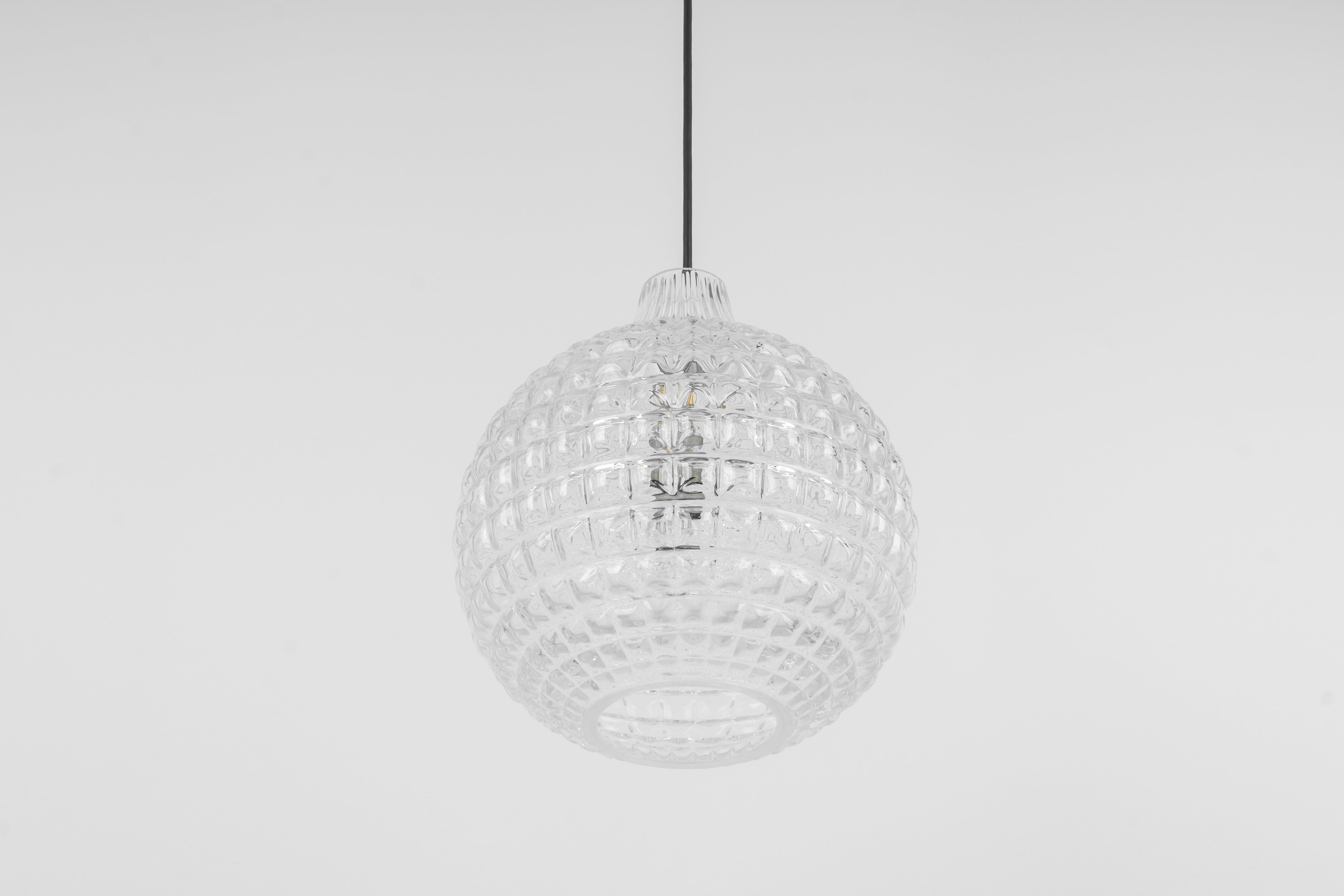 1 of 2 Stunning Crystal Glass Pendant Light, Peill & Putzler, Germany, 1970s For Sale