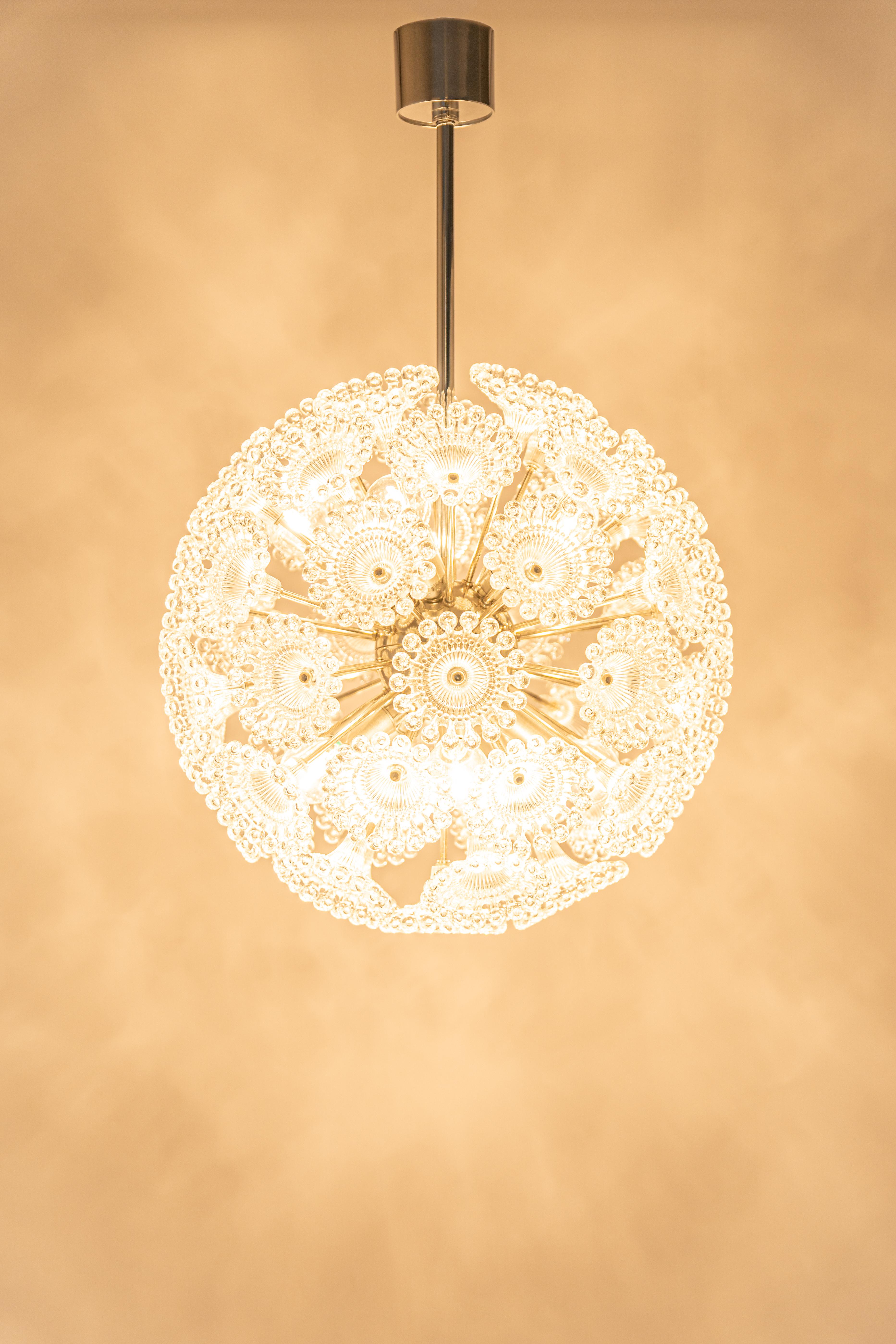 1 of 3 Stunning Floral Chrome Sputnik Chandelier, Germany, 1960s For Sale 5