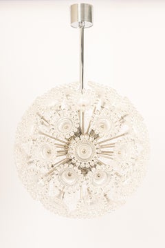 1 of 3 Stunning Floral Chrome Sputnik Chandelier, Germany, 1960s