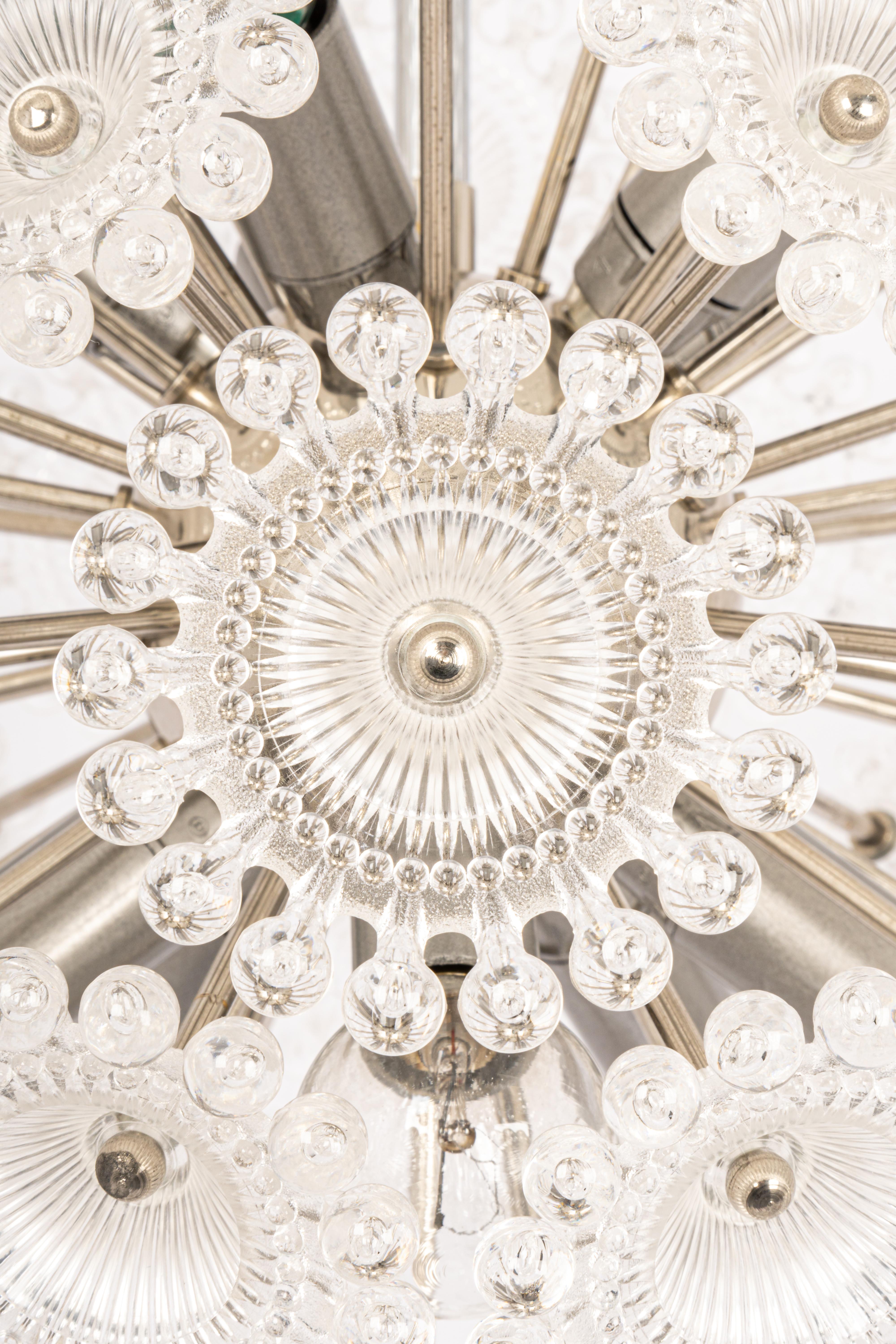 1 of 3 Stunning Floral Chrome Sputnik Chandelier, Germany, 1960s In Good Condition For Sale In Aachen, NRW
