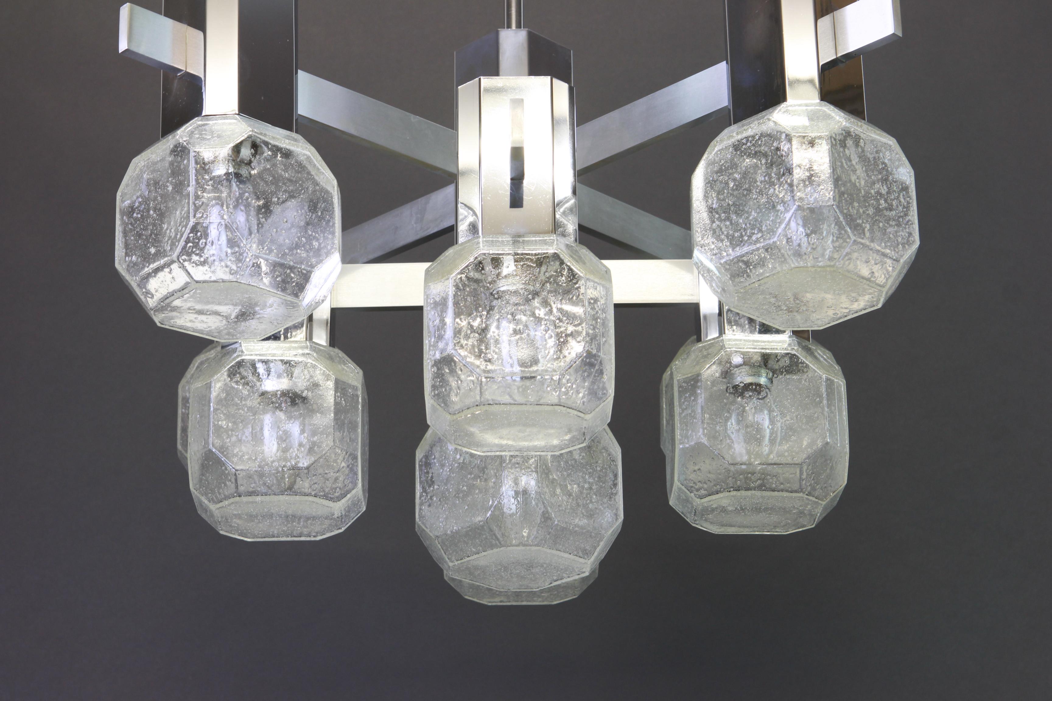 Mid-20th Century 1 of 2 Stunning Large Sciolari Chrome Chandelier, Italy, 1960s For Sale