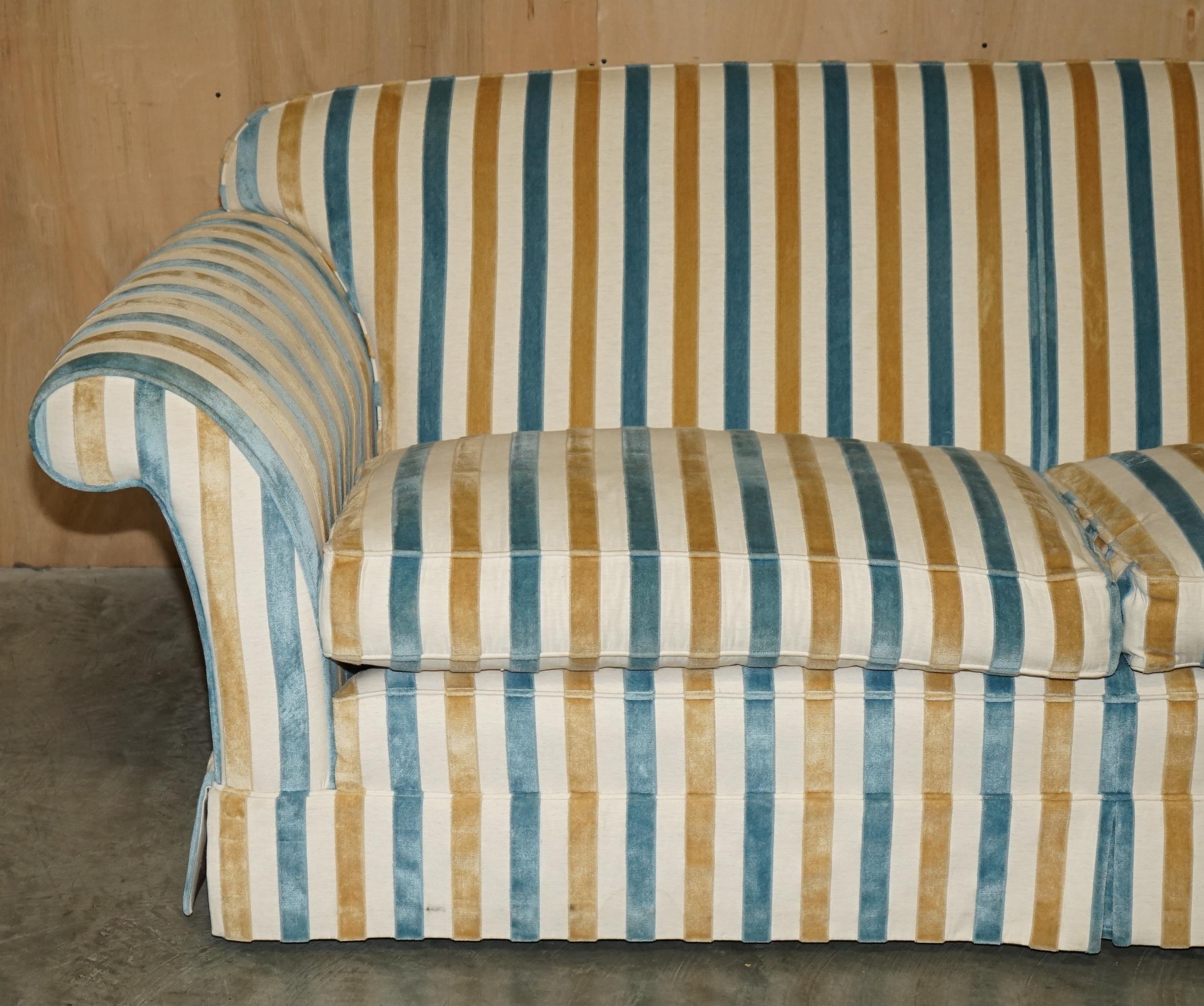 Country 1 OF 2 STUNNING MULBERRY HOME DESIGNER CONTEMPORARY STRIPED THREE SEATER SOFAs For Sale