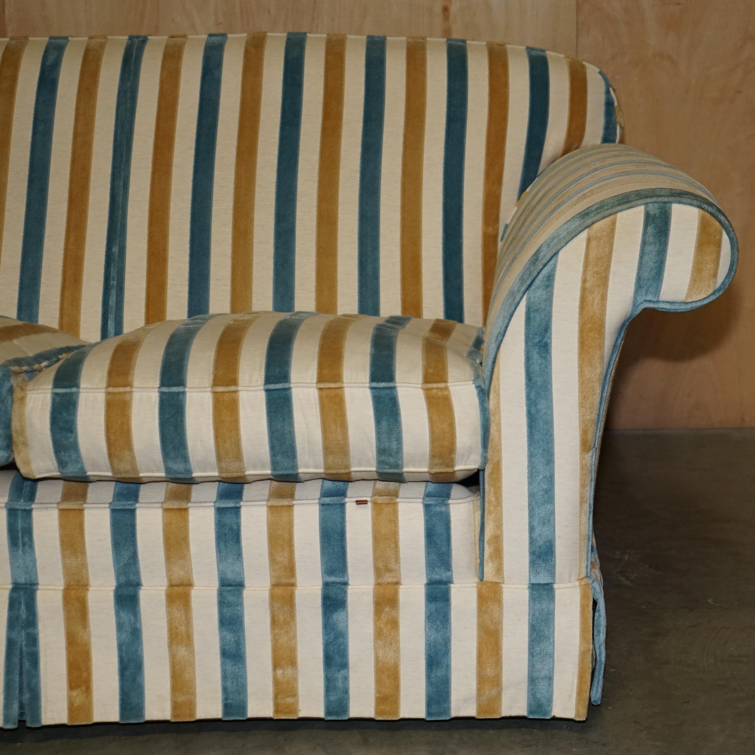 1 OF 2 STUNNING MULBERRY HOME DESiGNER CONTEMPORARY STRIPED TWO SEATER SOFAS For Sale 4