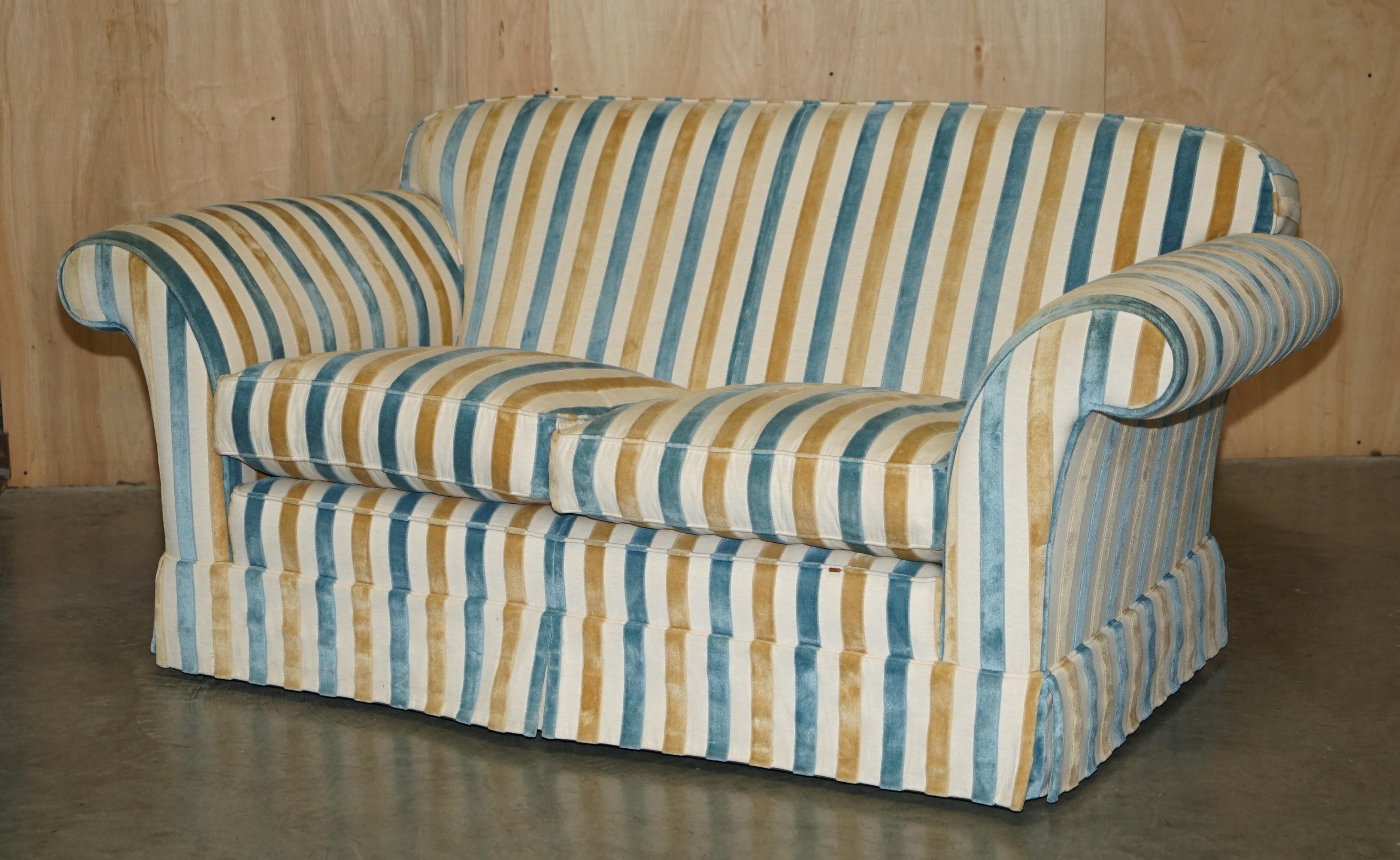 Country 1 OF 2 STUNNING MULBERRY HOME DESiGNER CONTEMPORARY STRIPED TWO SEATER SOFAS For Sale