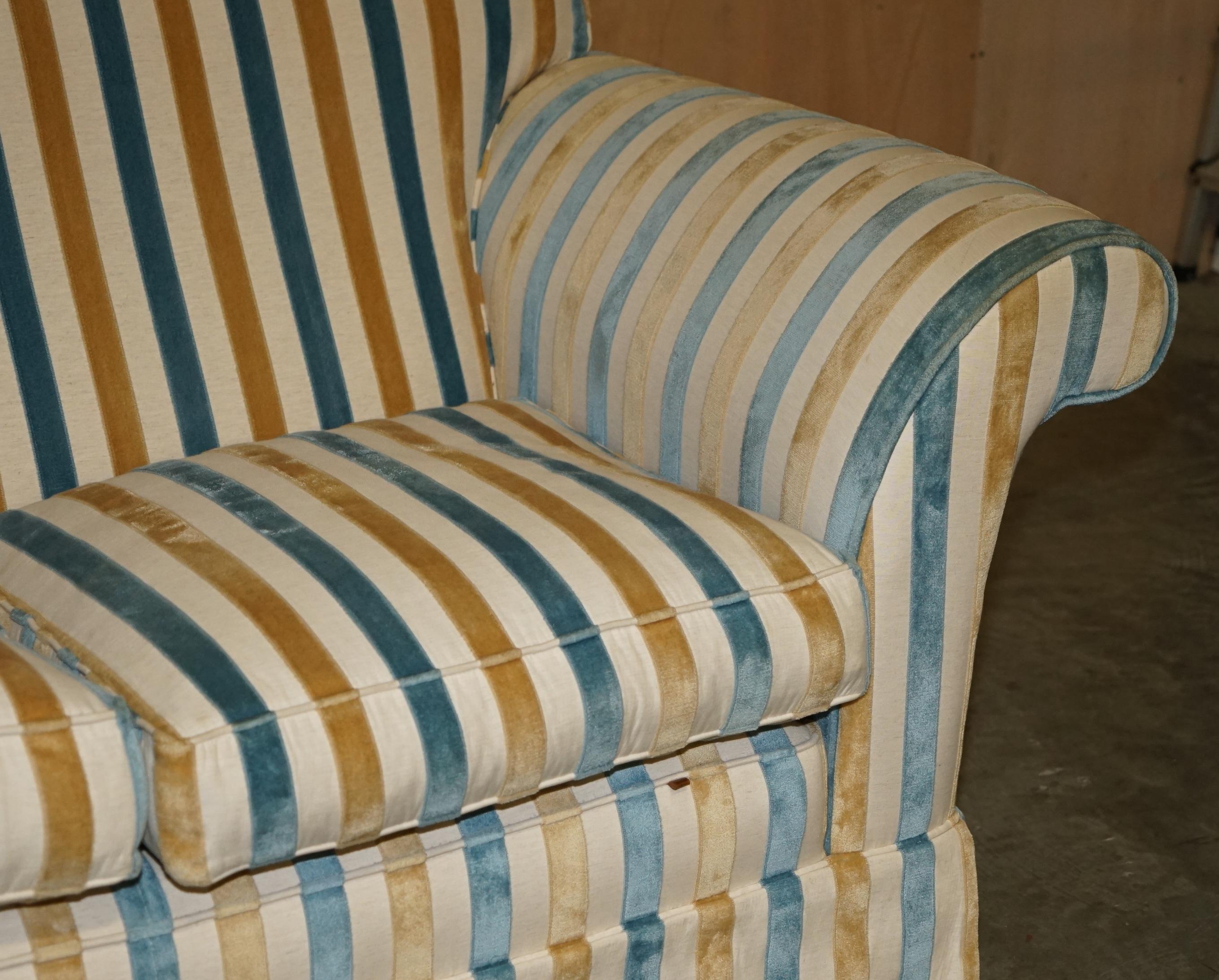 Upholstery 1 OF 2 STUNNING MULBERRY HOME DESiGNER CONTEMPORARY STRIPED TWO SEATER SOFAS For Sale