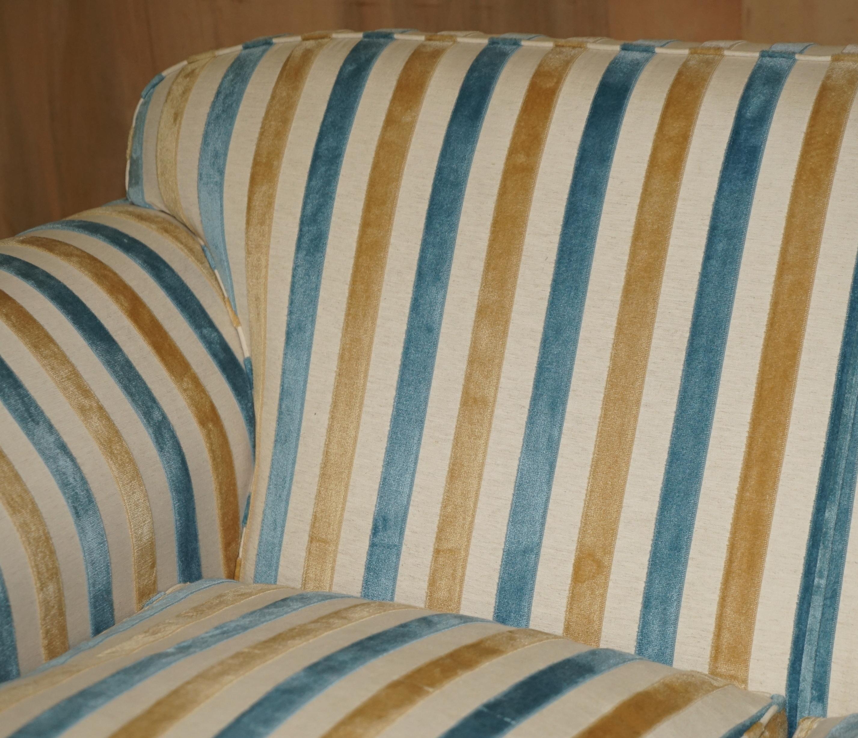 1 OF 2 STUNNING MULBERRY HOME DESiGNER CONTEMPORARY STRIPED TWO SEATER SOFAS For Sale 1