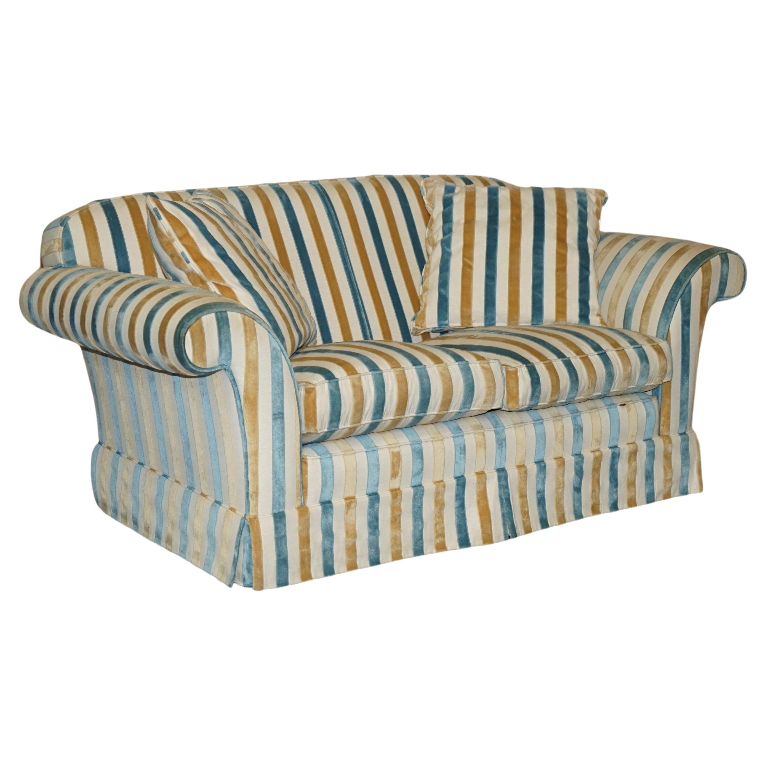 1 DE 2 STUNNING MULBERRY HOME DESiGNER CONTEMPORARY STRIPED TWO SEATER SOFAS en vente