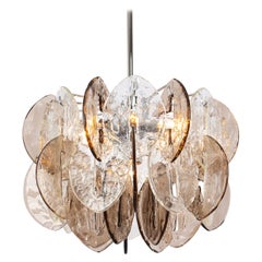 1 of 2 Stunning Murano Glass Chandelier Designed by Carlo Nason for Kalmar, 70s