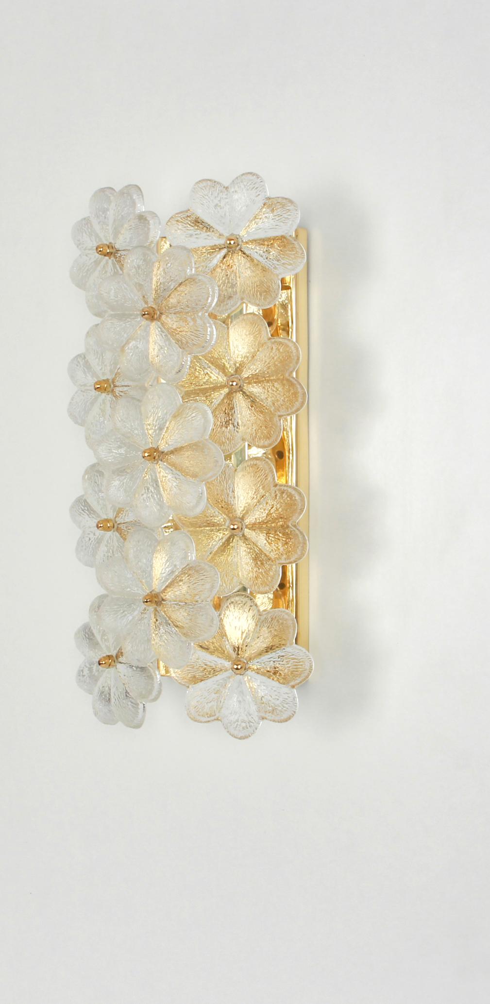 1 de 2 superbes appliques à fleurs en verre de Murano par Ernst Palme, Allemagne, années 1970 en vente 1
