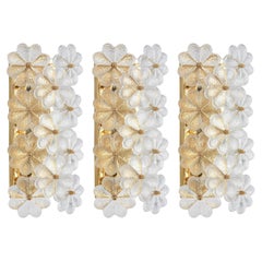 1 de 2 superbes appliques à fleurs en verre de Murano par Ernst Palme, Allemagne, années 1970