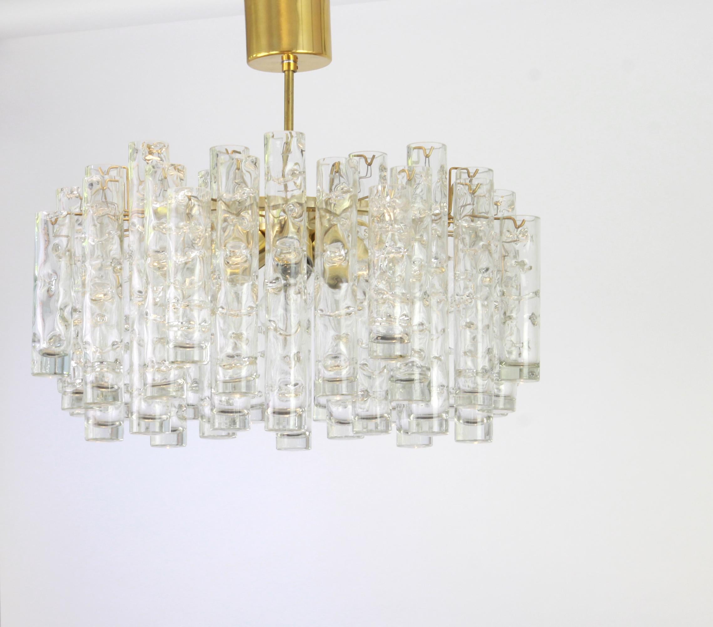 Mid-Century Modern 1 of 2 Stunning Murano Glass Tubes Chandelier by Doria, Germany, 1960s