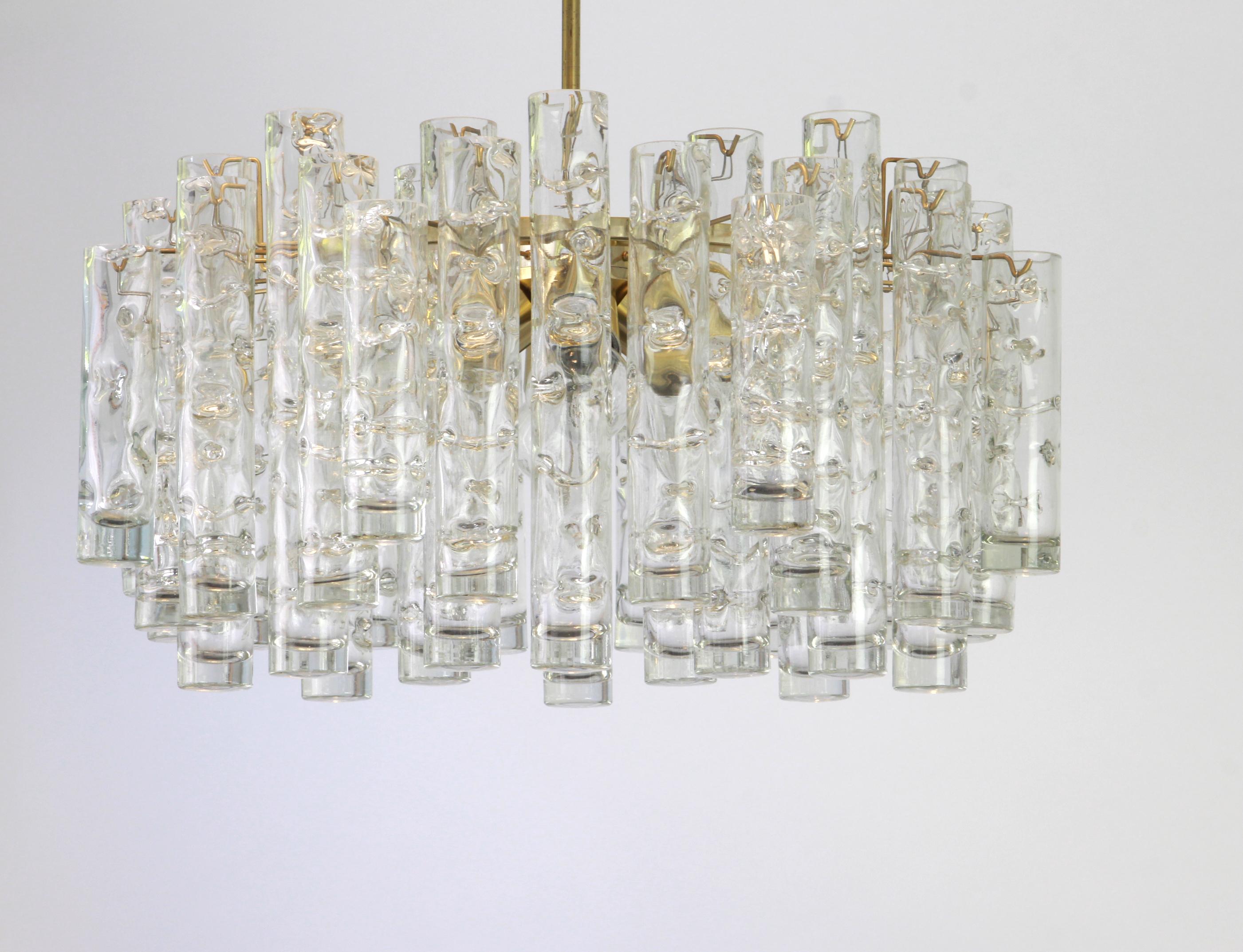 1 of 2 Stunning Murano Glass Tubes Chandelier by Doria, Germany, 1960s In Good Condition In Aachen, NRW