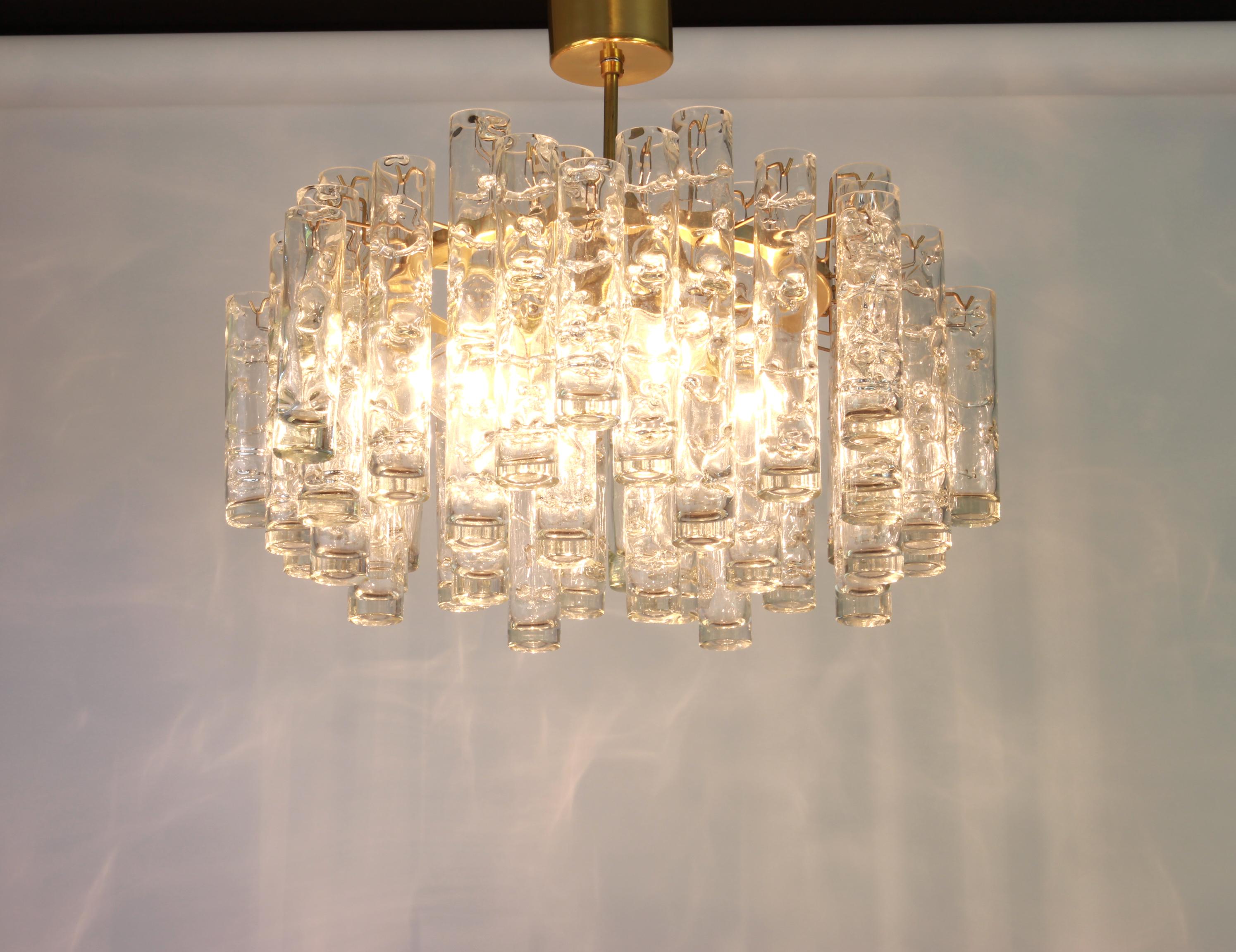 1 of 2 Stunning Murano Glass Tubes Chandelier by Doria, Germany, 1960s 1