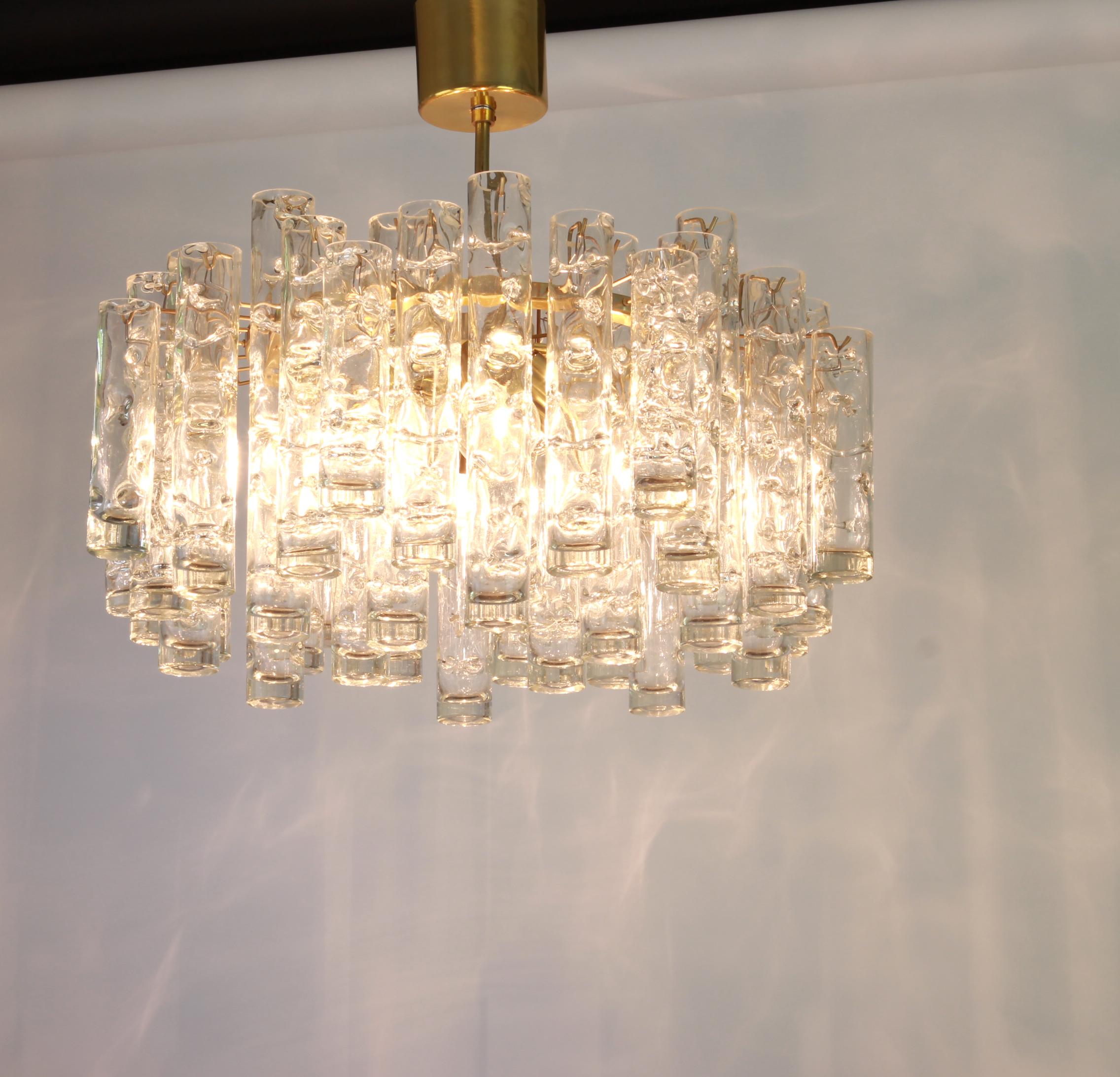 1 of 2 Stunning Murano Glass Tubes Chandelier by Doria, Germany, 1960s 2