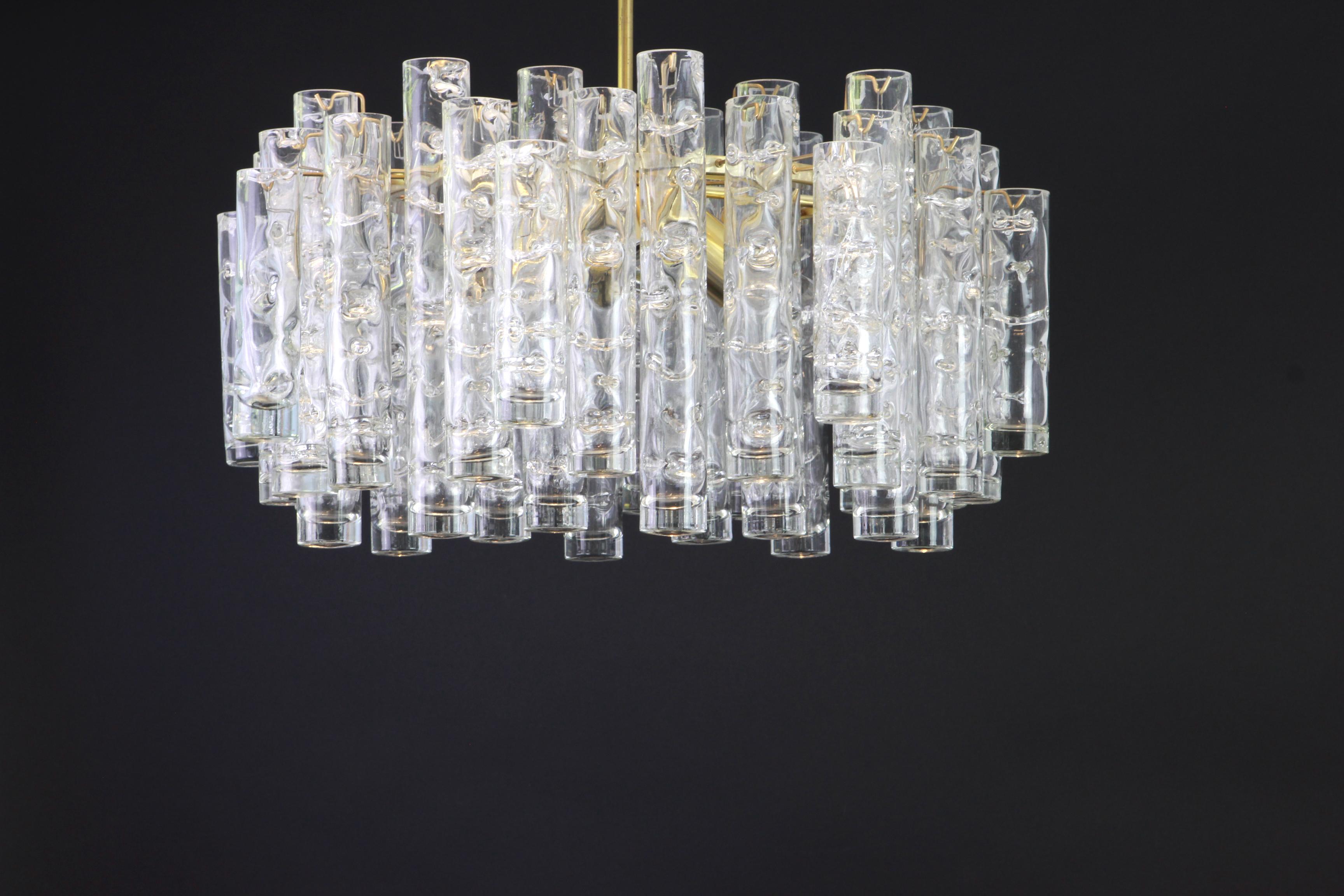 1 of 2 Stunning Murano Glass Tubes Chandelier by Doria, Germany, 1960s 3