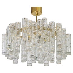 1 of 2 Stunning Murano Glass Tubes Chandelier by Doria, Germany, 1960s