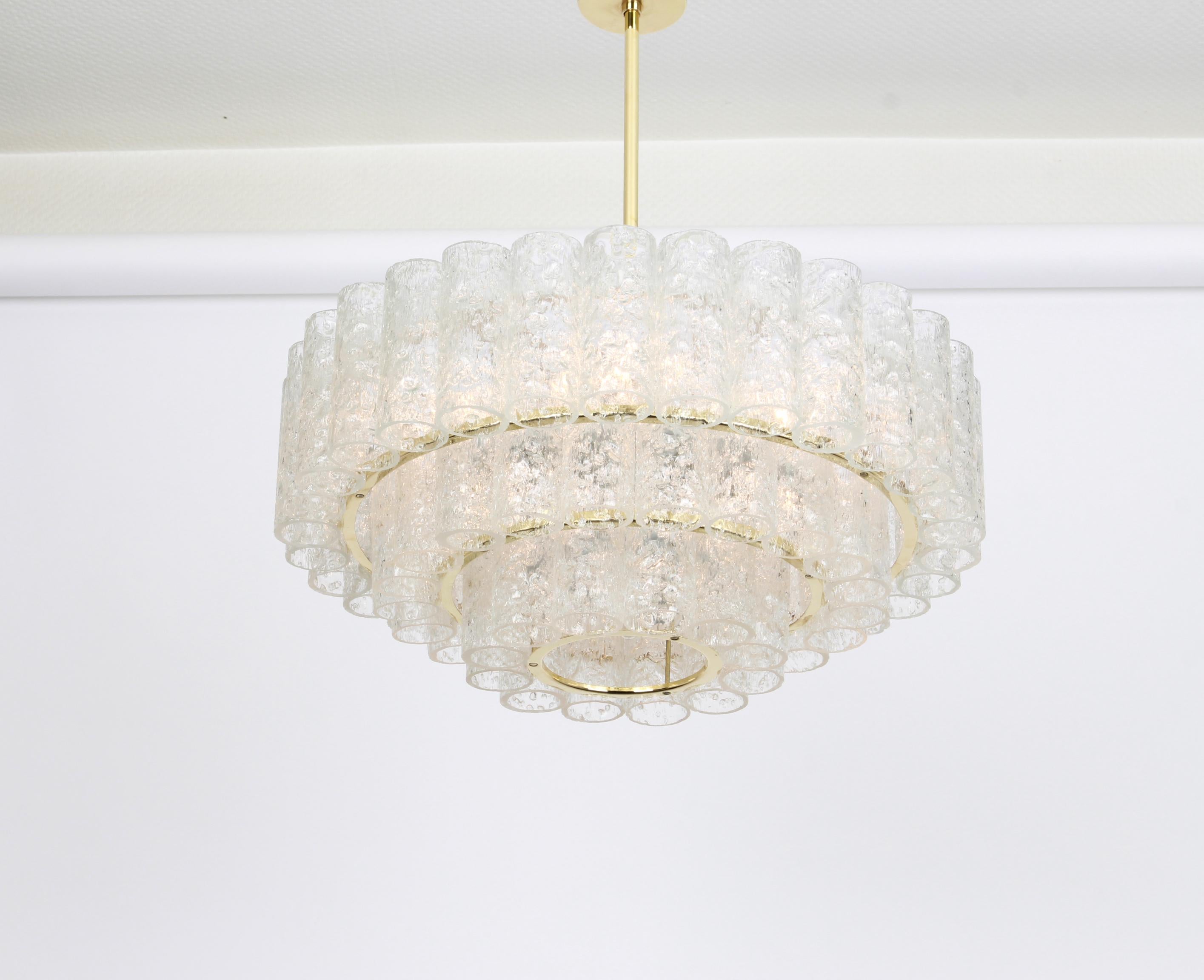 1 of 2 Stunning Murano Ice Glass Tubes Chandelier by Doria, Germany, 1960s For Sale 6