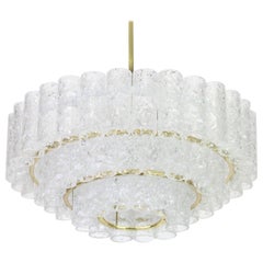 1 of 2 Stunning Murano Ice Glass Tubes Chandelier by Doria, Germany, 1960s
