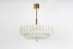 1 of 2 Stunning Murano Ice Glass Tubes Chandelier by Doria, Germany, 1960s