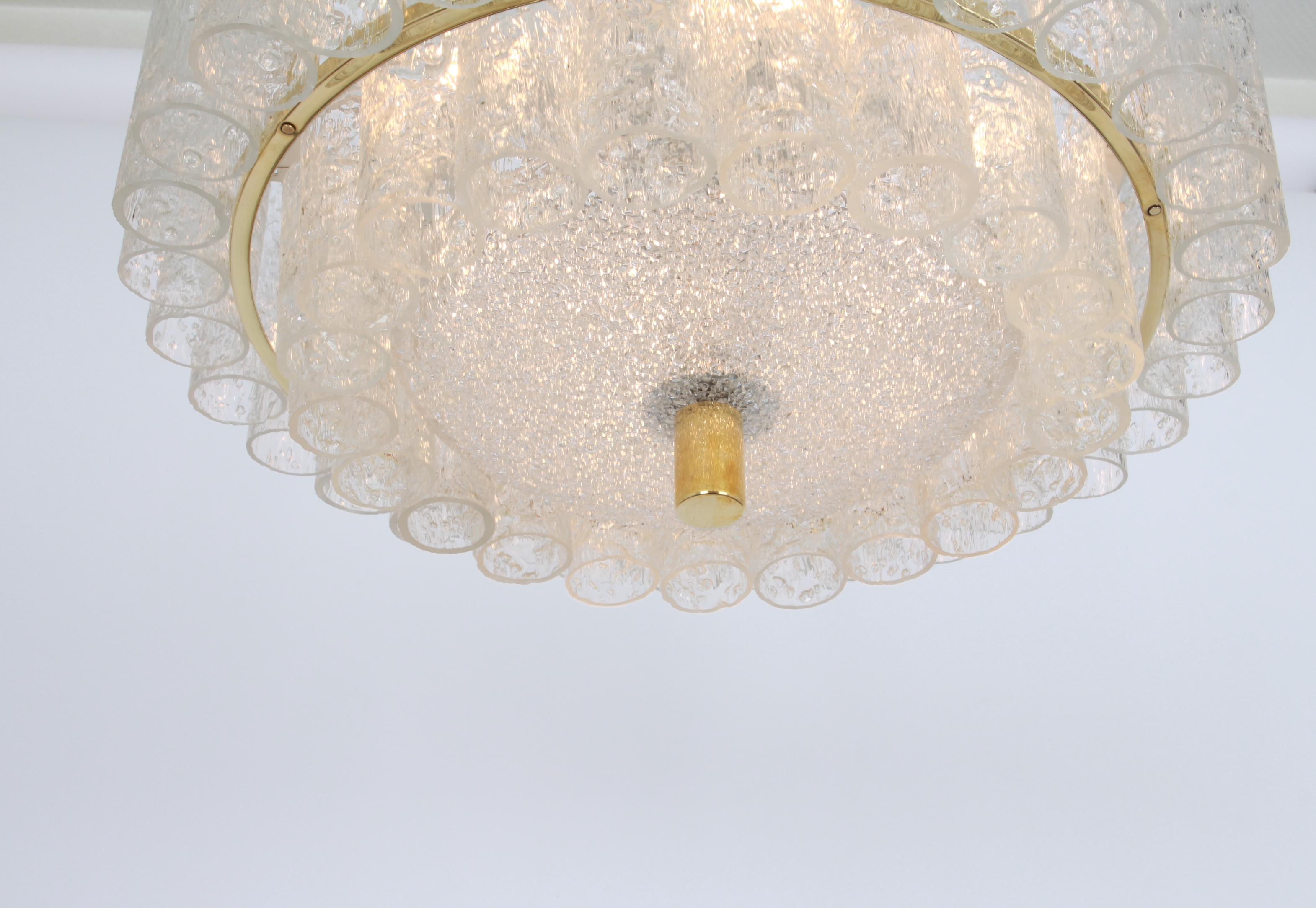 1 of 2 Stunning Murano Ice Glass Tubes Chandelier by Doria, Germany, 1960s For Sale 3