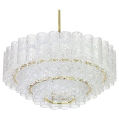 1 of 2 Stunning Murano Ice Glass Tubes Chandelier by Doria, Germany, 1960s