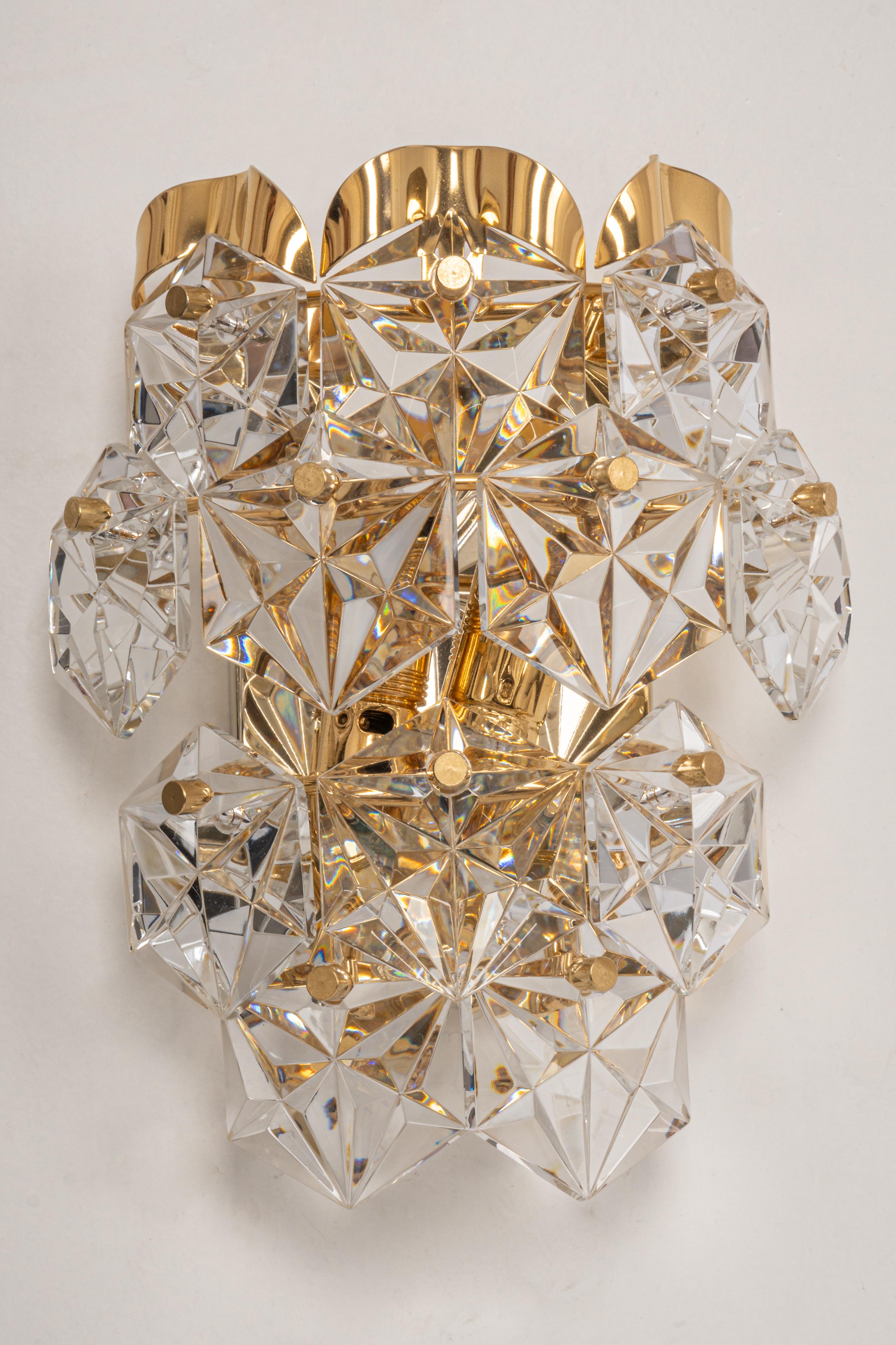 Mid-Century Modern 1 of 4 Stunning Pair of Crystal Sconces by Kinkeldey, Germany, 1970s For Sale