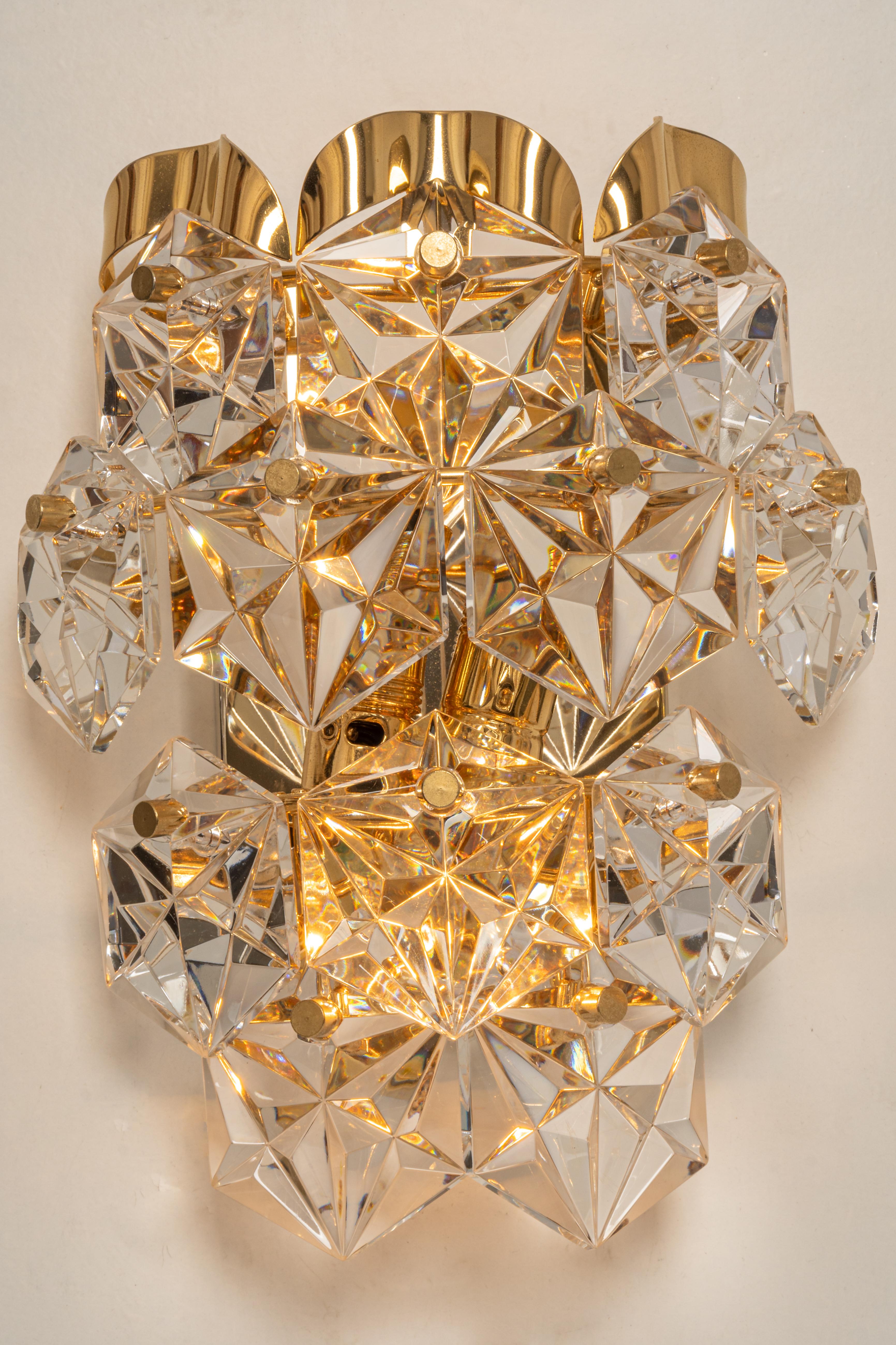 1 of 4 Stunning Pair of Crystal Sconces by Kinkeldey, Germany, 1970s For Sale 1