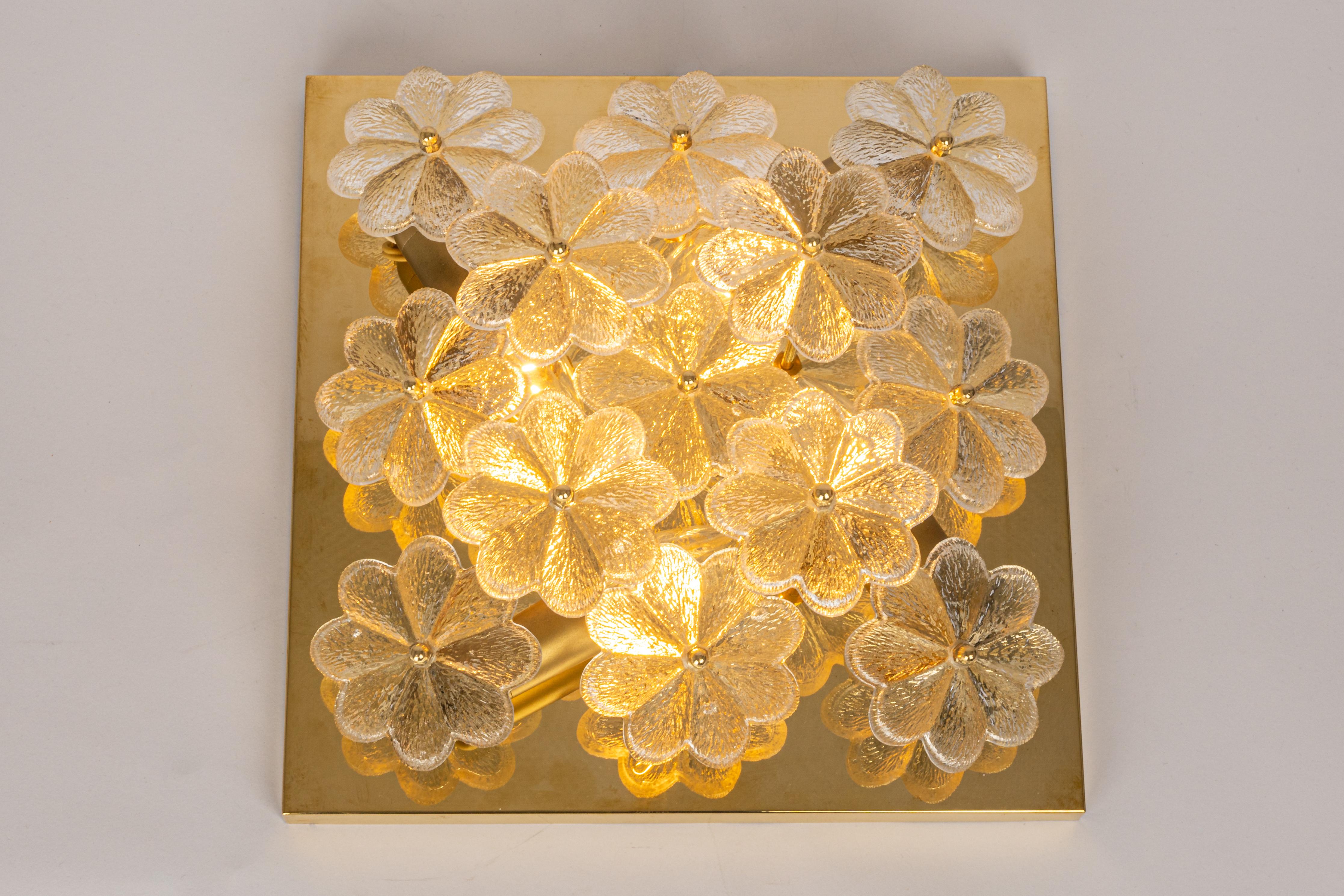 1 of 2 Stunning Petite Glass Flower Wall /Flush Mount Light E. Palme, Germany For Sale 1
