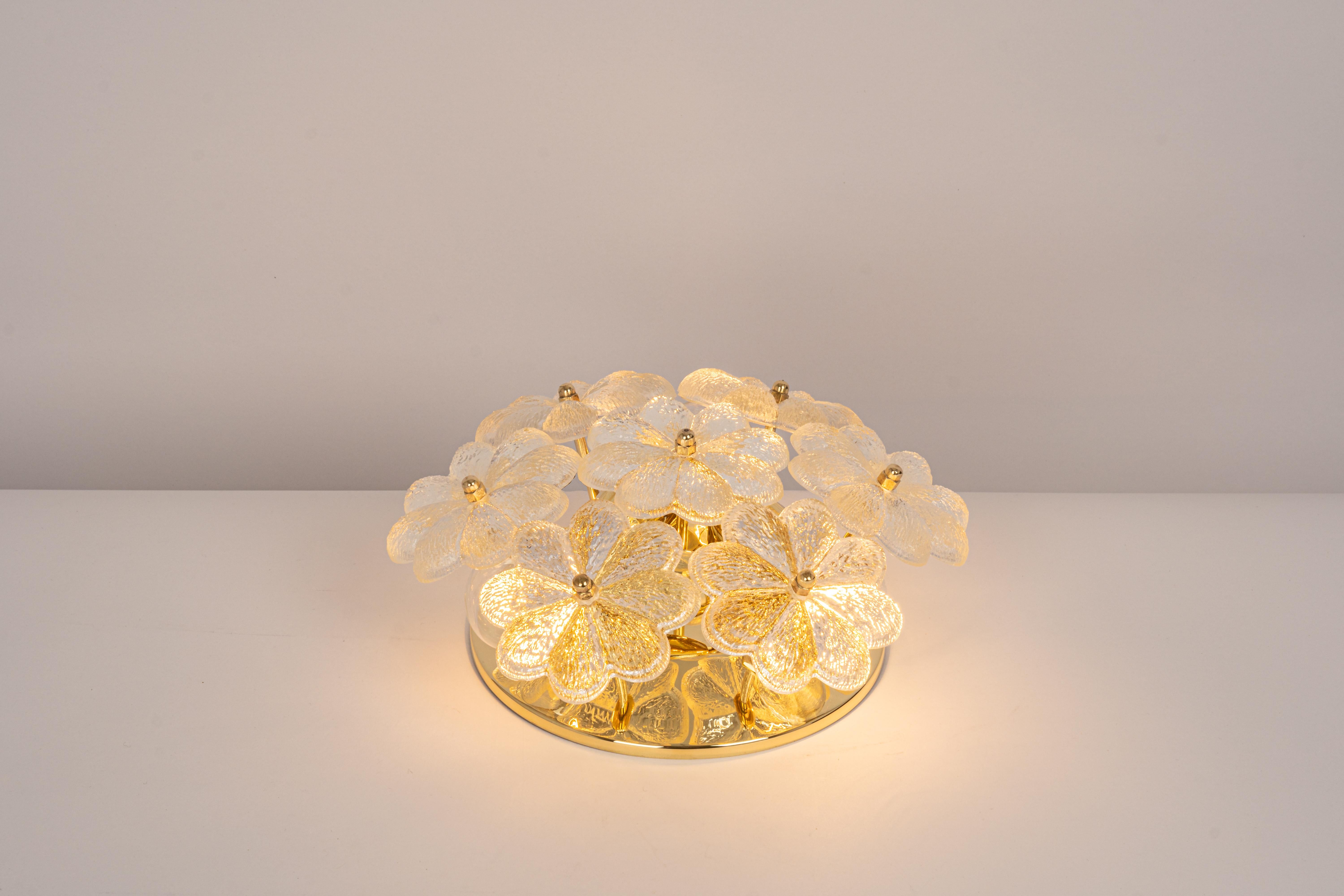1 of 2 Stunning Petite Glass Flower Wall Light by Ernst Palme, Germany, 1970s 4