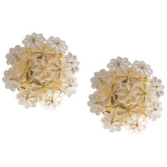 1 von 2 atemberaubenden kleinen Glasblumen-Wandleuchten von Ernst Palme, Deutschland, 1970er Jahre