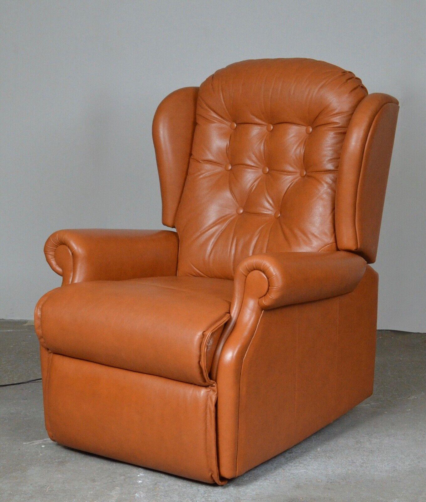 1 of 2 Tan Leather Electric Recliner Armchairs 1