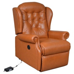 Vintage 1 of 2 Tan Leather Electric Recliner Armchairs
