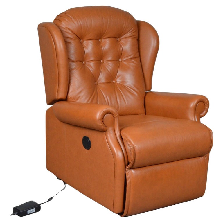 1 of 2 Tan Leather Electric Recliner Armchairs For Sale at 1stDibs