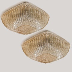1 of 2 Textured Glass Flush Mount/Wall Light in the Style of Tynell, 1969