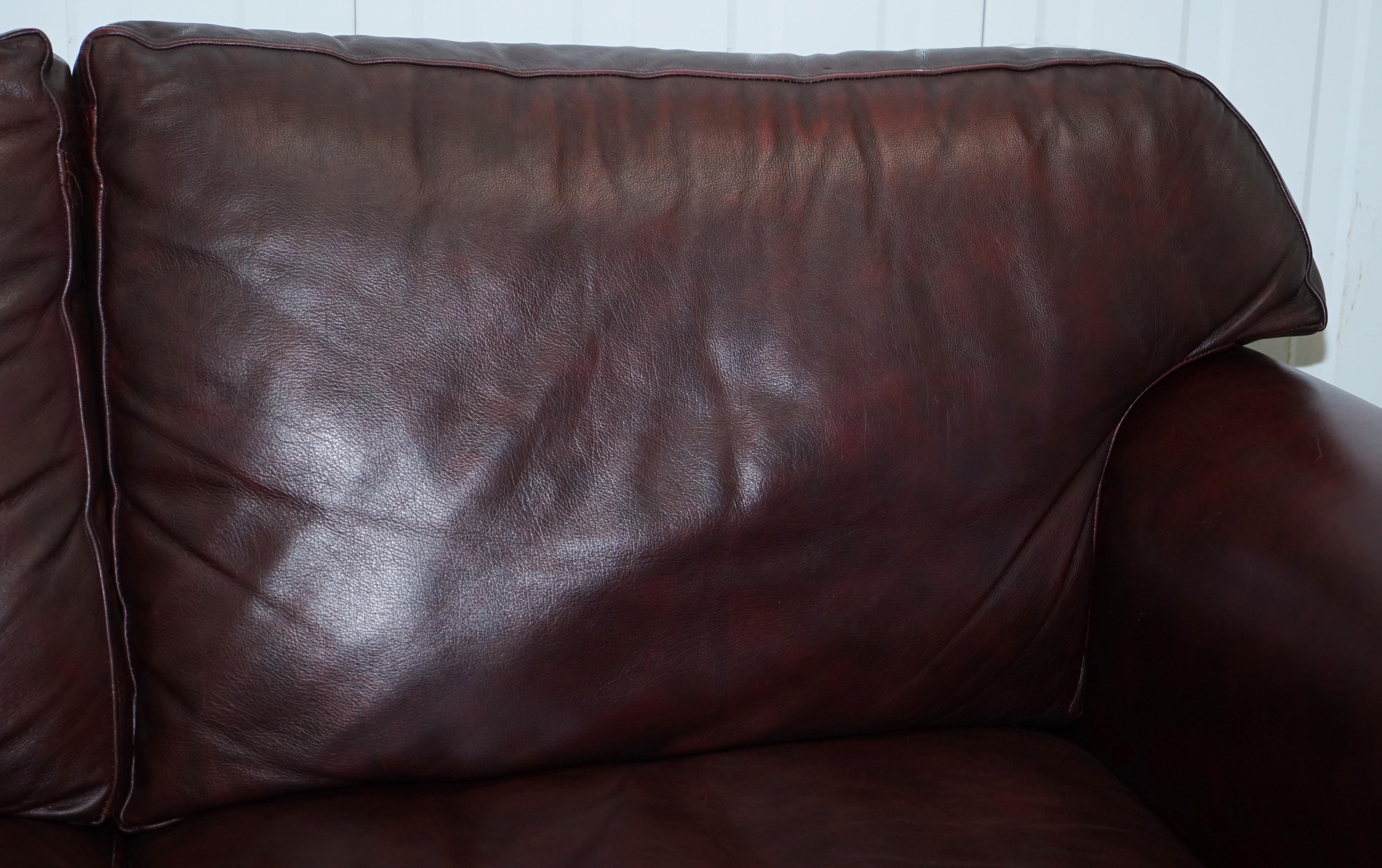 Modern 1 of 2 Thomas Lloyd Consort Oxblood Leather Three-Seat Sofas